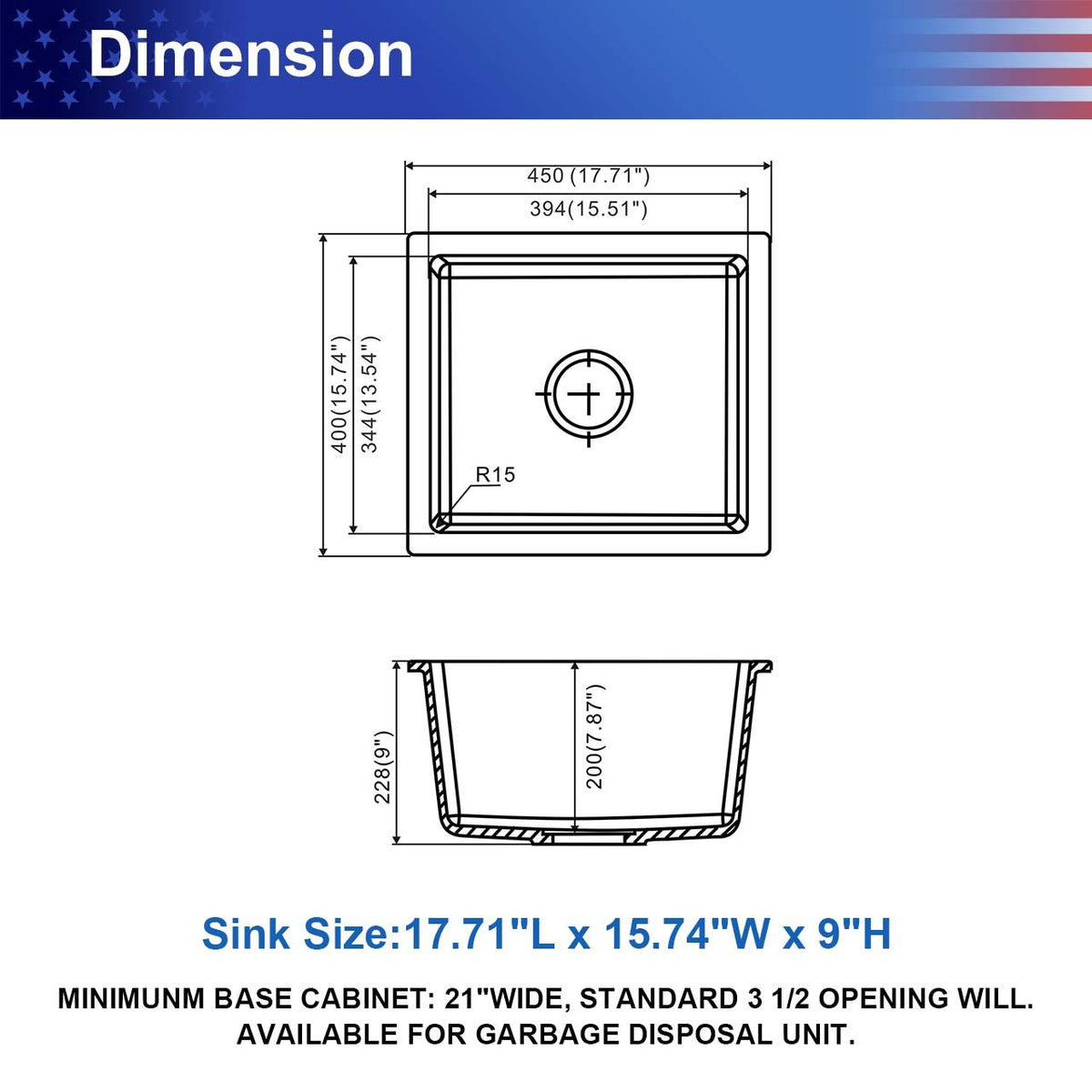 RAINLEX White Quartz Composite Undermount Kitchen Sink, Single Bowl Granite Composite Prep Sink