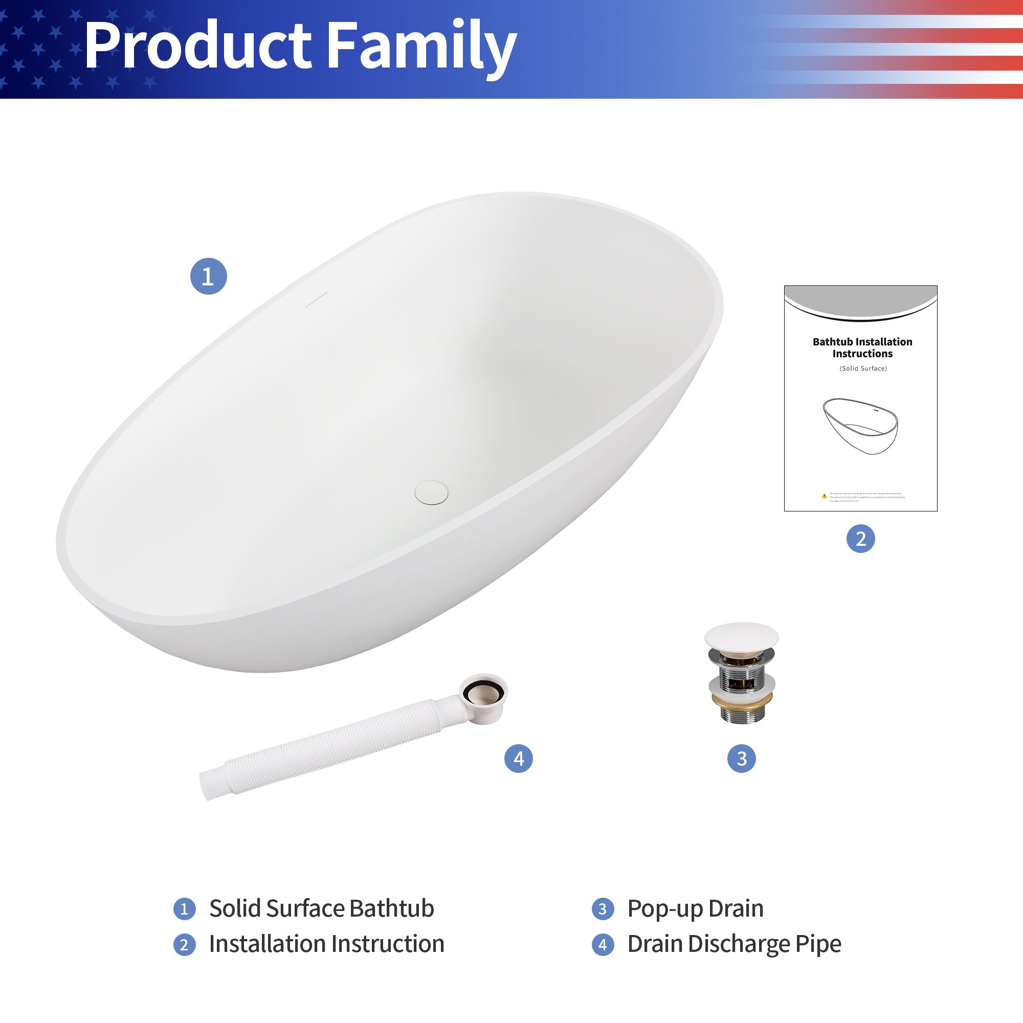 67" Egg Shaped Freestanding Solid Surface Soaking Bathtub with Overflow RX-S01-67