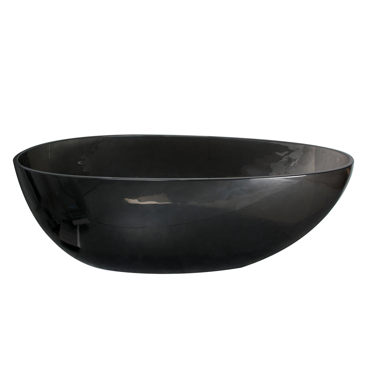 RAINLEX 67 in. Egg-Shaped Solid Surface Freestanding Soaking Bathtub in Translucent Black