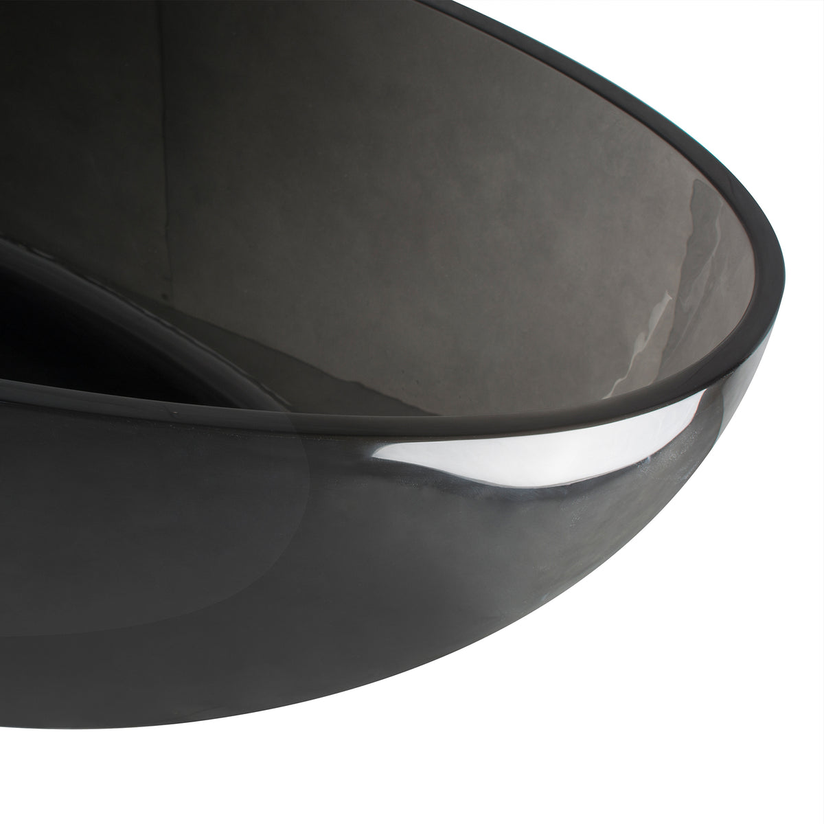 RAINLEX 67 in. Egg-Shaped Solid Surface Freestanding Soaking Bathtub in Translucent Black