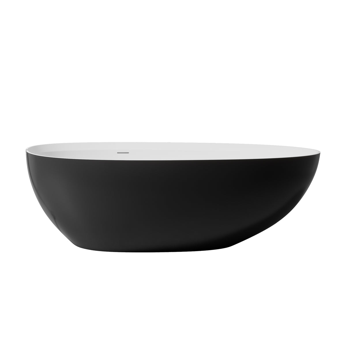 RAINLEX 71 in. Egg-Shaped Solid Surface Freestanding Soaking Bathtub in Black & White