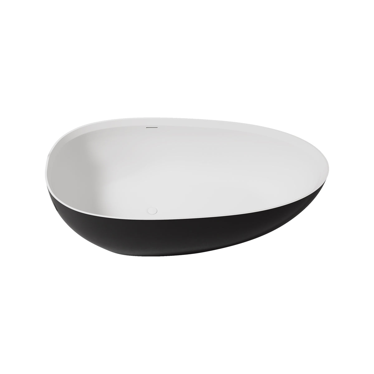 RAINLEX 71 in. Egg-Shaped Solid Surface Freestanding Soaking Bathtub in Black & White