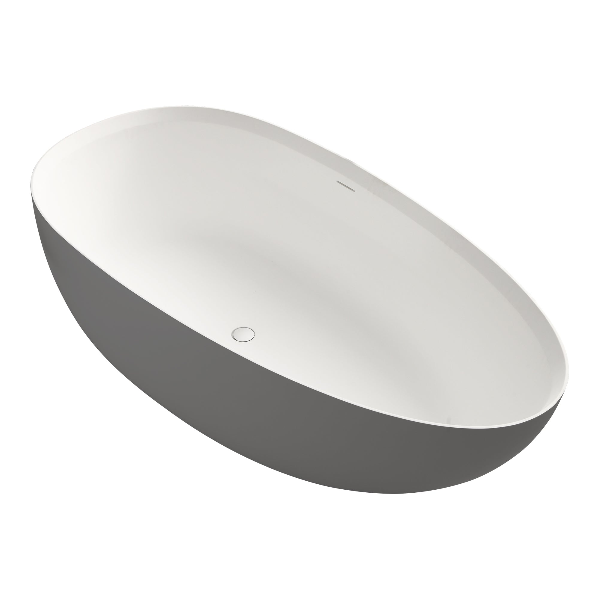 Baignoire autoportante en forme d'œuf de 71 po avec surface solide et trop-plein RX-S01-71GW