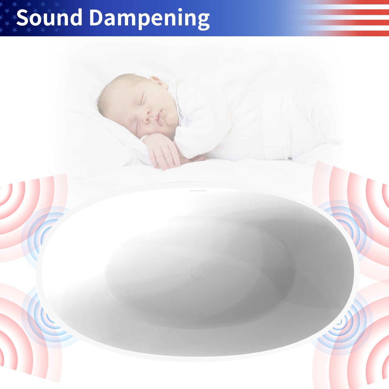 55 in. Oval Solid Surface Freestanding Bathtub, One-Piece Soaking Tub with Center Drain for Small to Medium Bathrooms