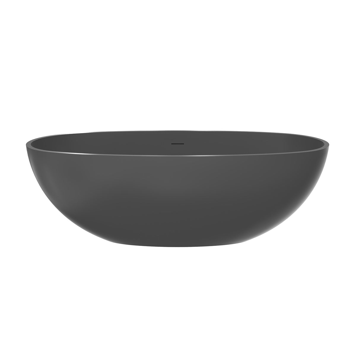 RAINLEX 65 in. Dark Gray Oval Solid Surface Freestanding Bathtub