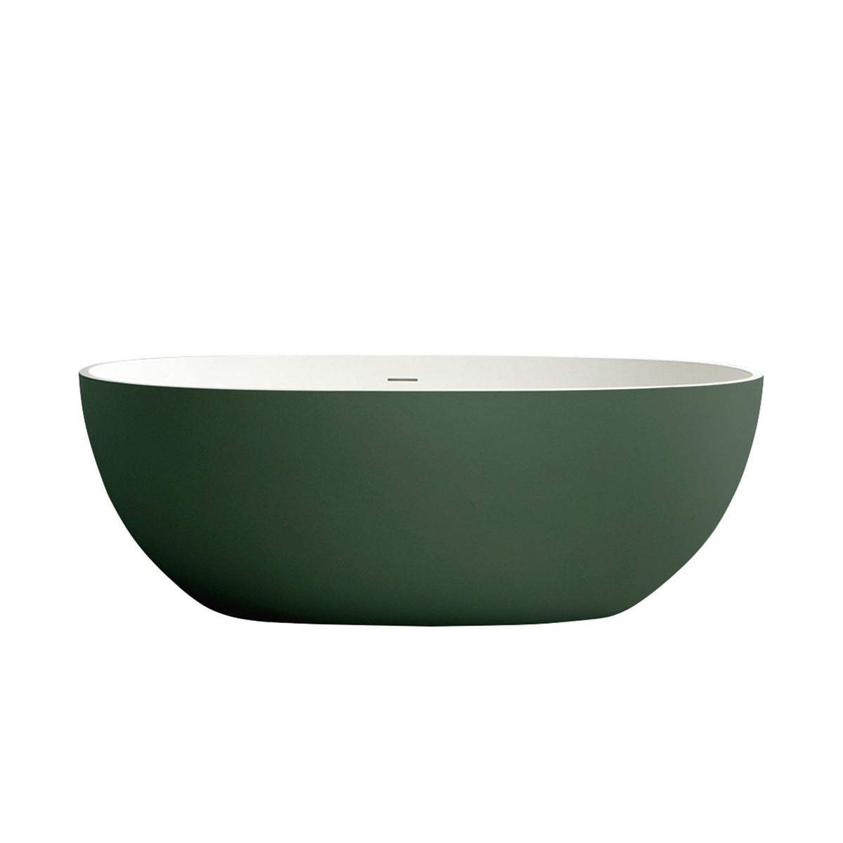 RAINLEX 65 in. Oval Solid Surface Freestanding Soaking Bathtub