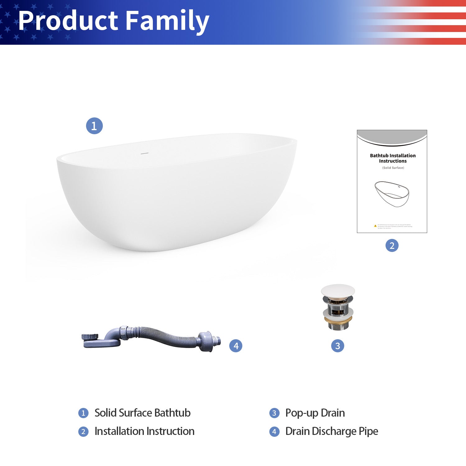 71 in. Matte White Oval Solid Surface Freestanding Soaking Bathtub, One-Piece Stone Resin Bathtub with Center Drain for Medium to Large Bathrooms