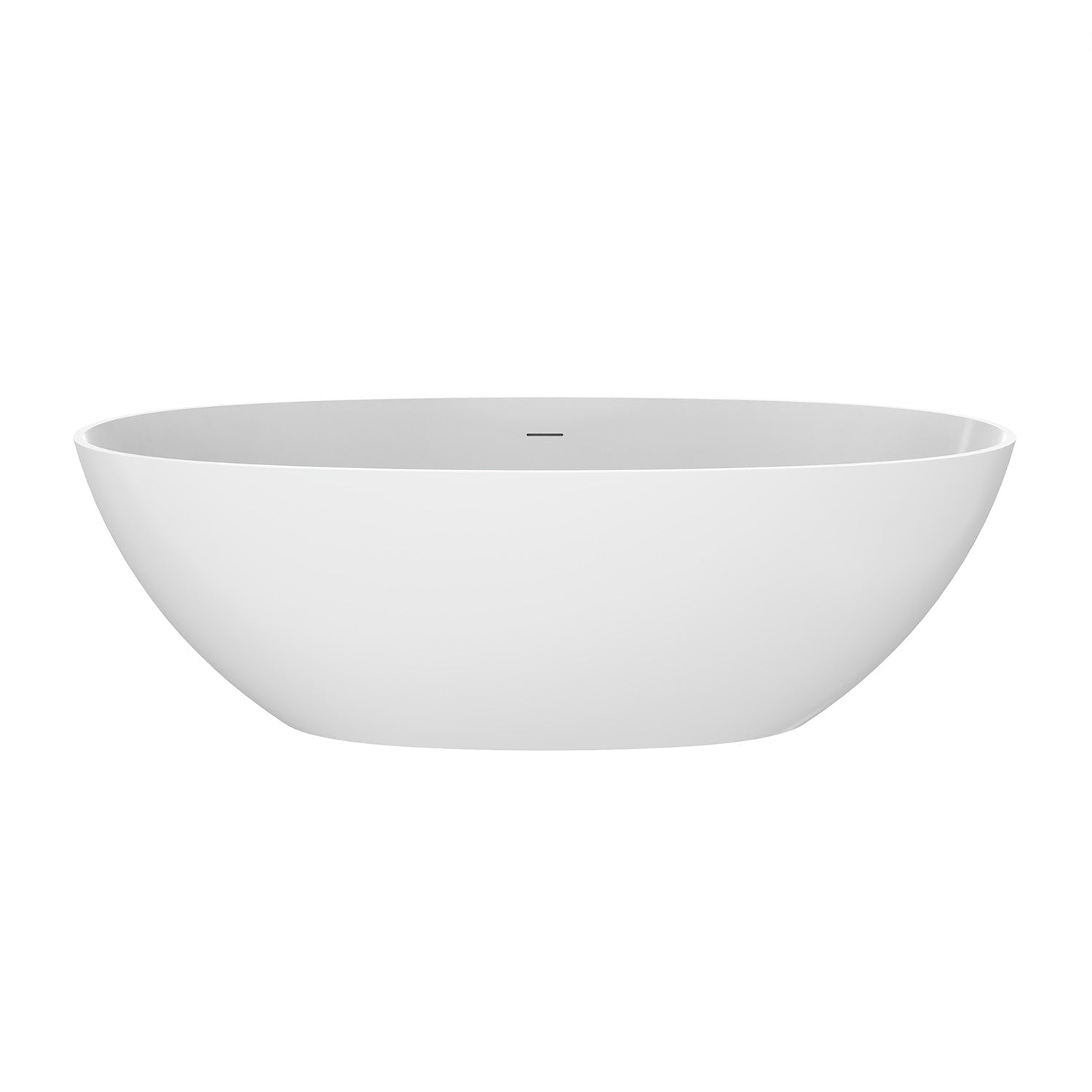 71 in. Oval Solid Surface Freestanding Bathtub, Matte White One-Piece Stone Resin Soaking Tub with Center Drain