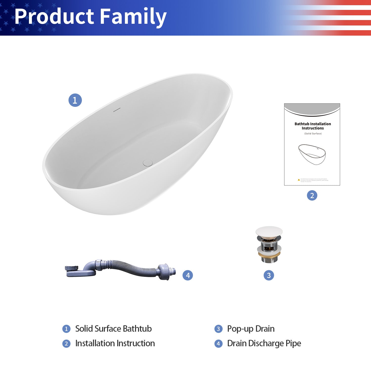 71 in. Oval Solid Surface Freestanding Bathtub, Matte White One-Piece Stone Resin Soaking Tub with Center Drain