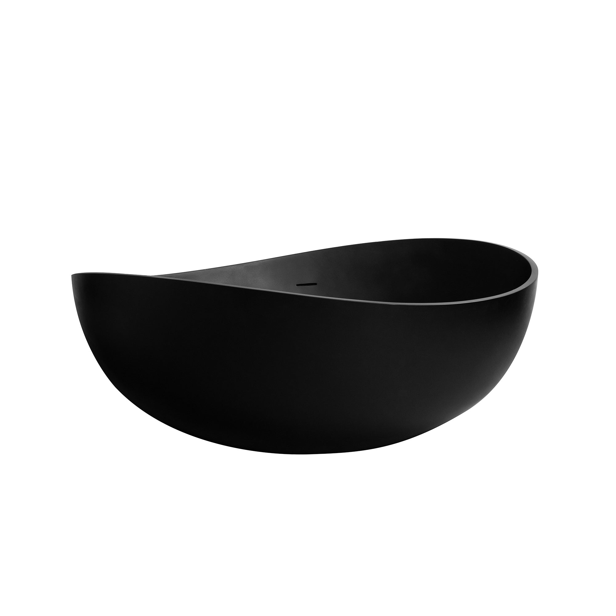 63" Matte Black Solid Surface Freestanding Soaking Bathtub