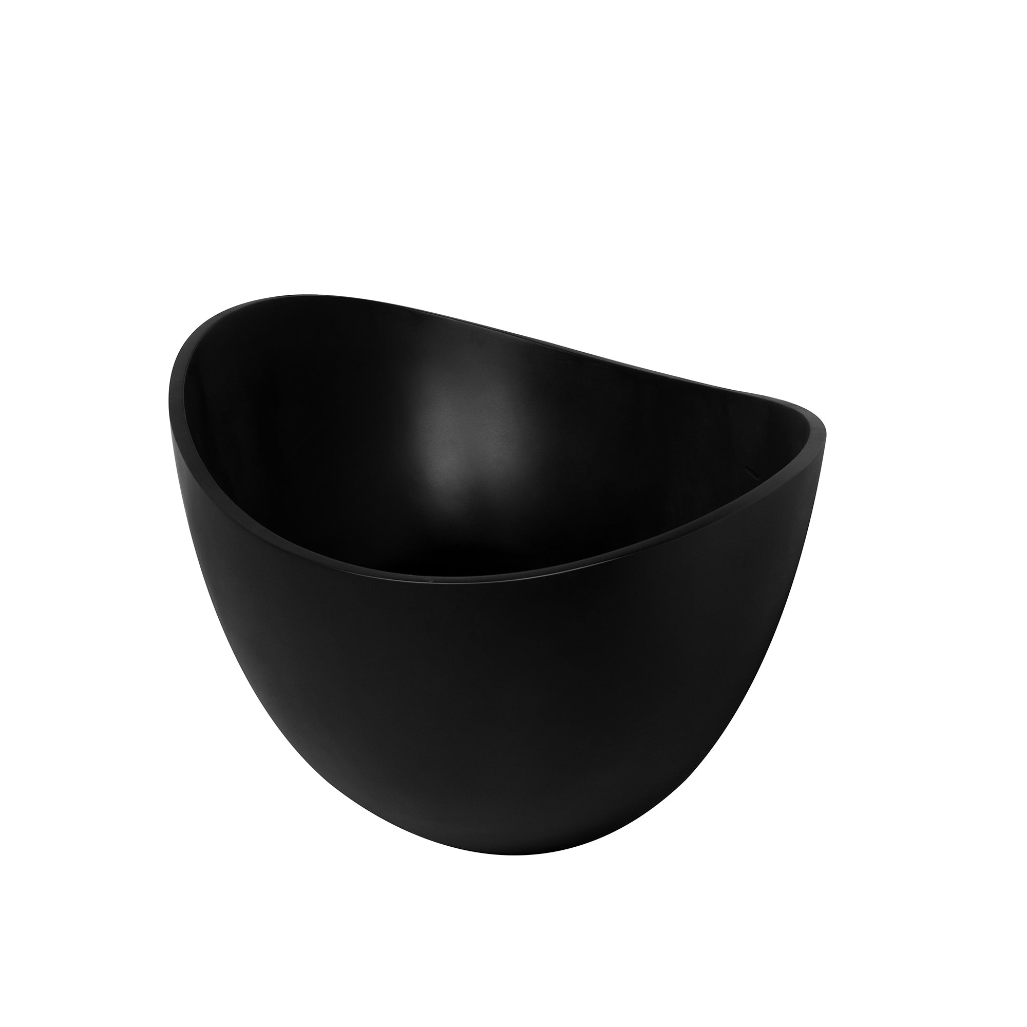 63" Matte Black Solid Surface Freestanding Soaking Bathtub