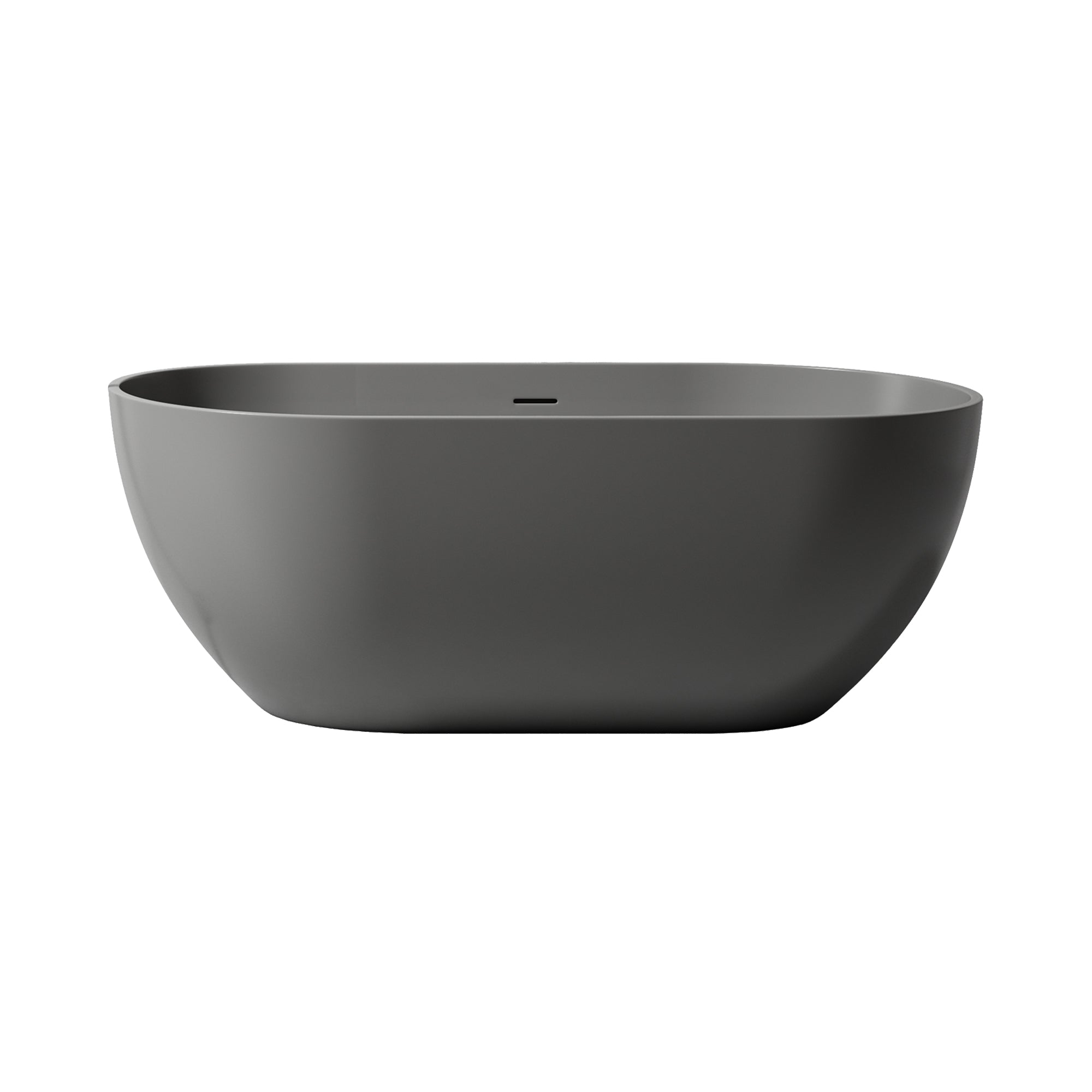 59 in. Oval Solid Surface Freestanding Bathtub, One-Piece Soaking Tub for Small to Medium Bathrooms