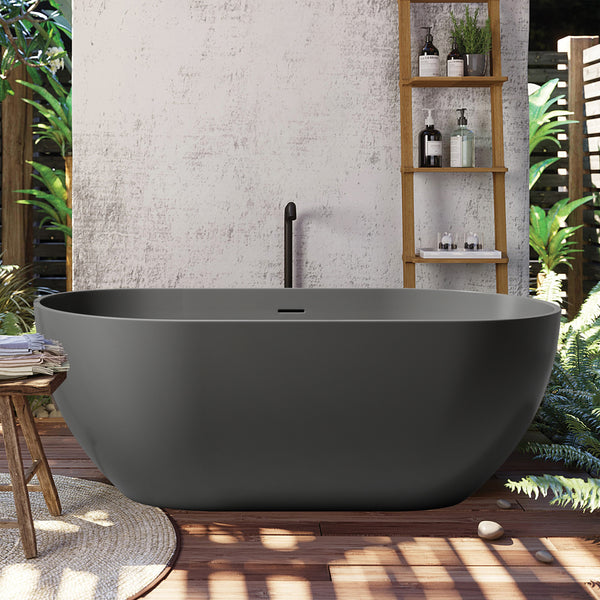 Baignoire autoportante ovale de 59 po avec surface solide et trop-plein RX-S05-59DG