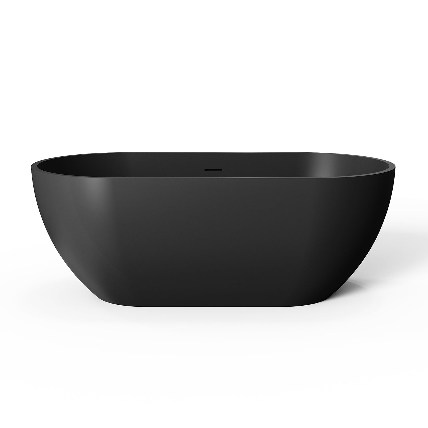 59 in. Oval Solid Surface Freestanding Bathtub, One-Piece Soaking Tub for Small to Medium Bathrooms