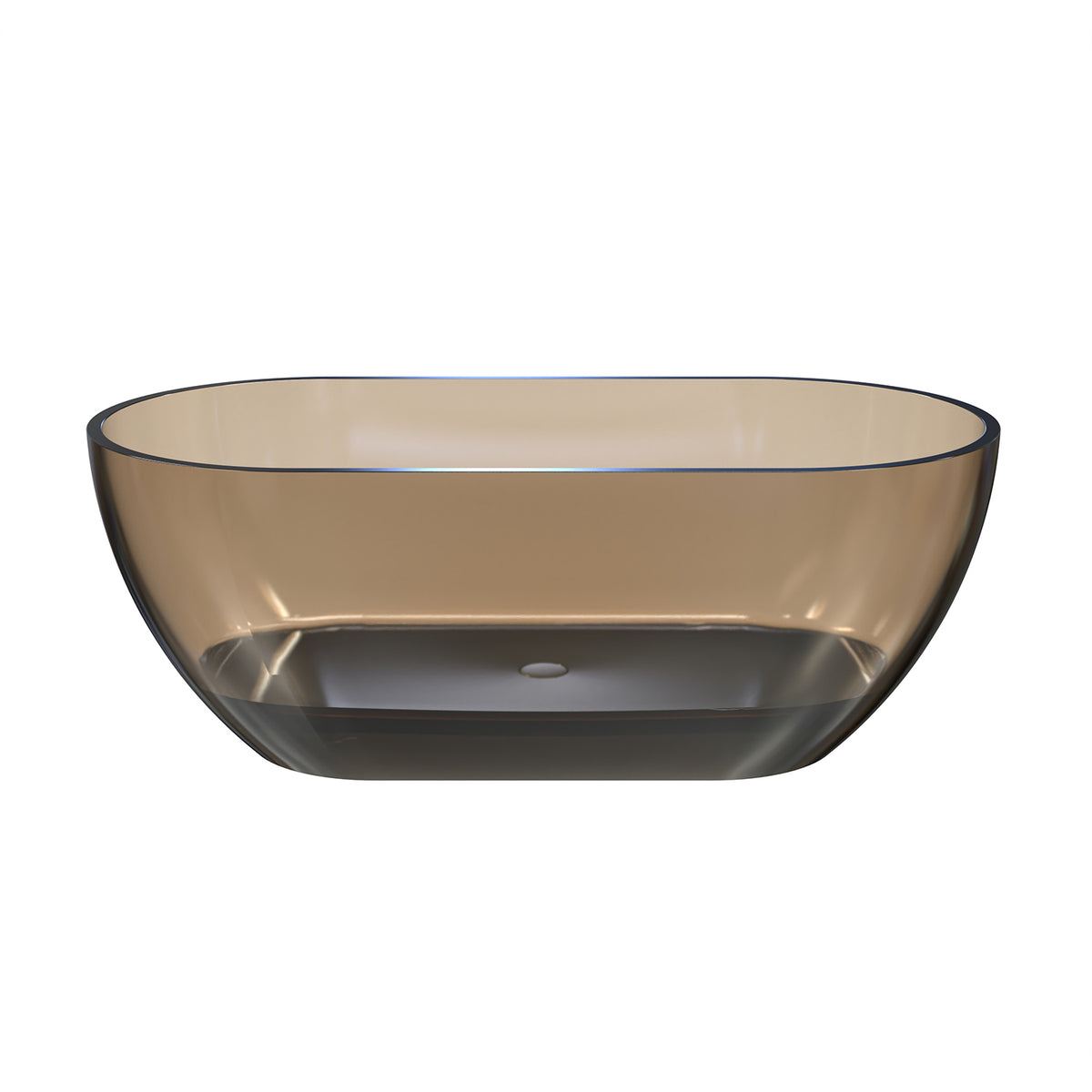 RAINLEX 59 in. Transparent Brown Oval Resin Freestanding Bathtub