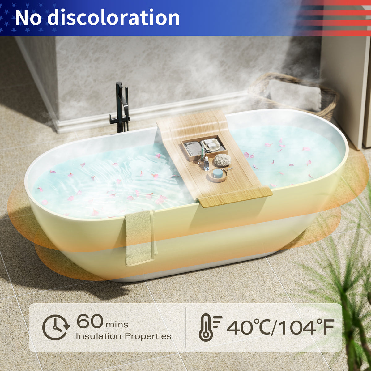 RAINLEX 63 in. Freestanding Stone Resin Soaking Bathtub in Matte White