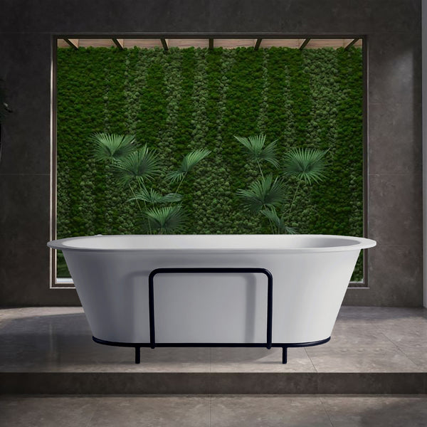 71" Oval Shaped Freestanding Solid Surface Soaking Bathtub with Overflow RX-S07-71