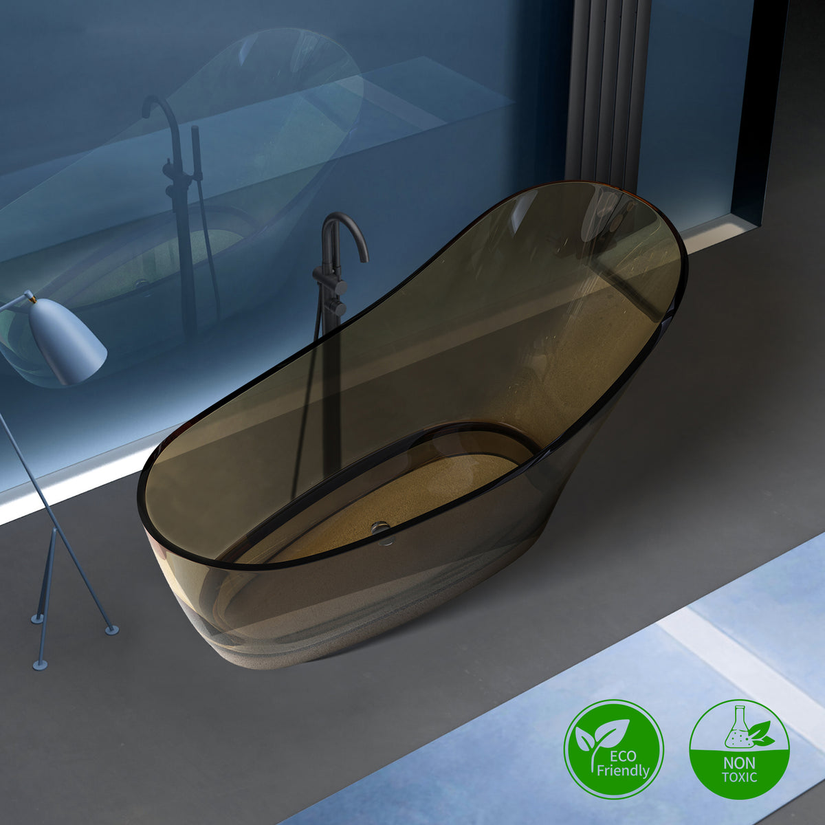 Baignoire autoportante ovale de 67 po à surface solide RX-S08-67GG