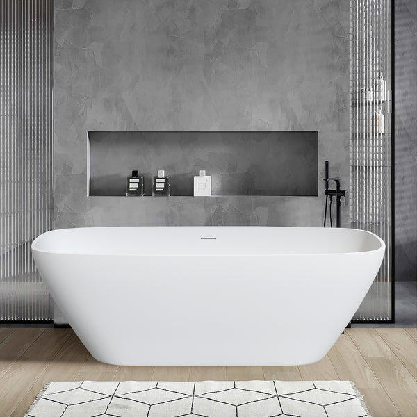 Baignoire autoportante ovale de 67 po à surface solide avec trop-plein RX-S10-67