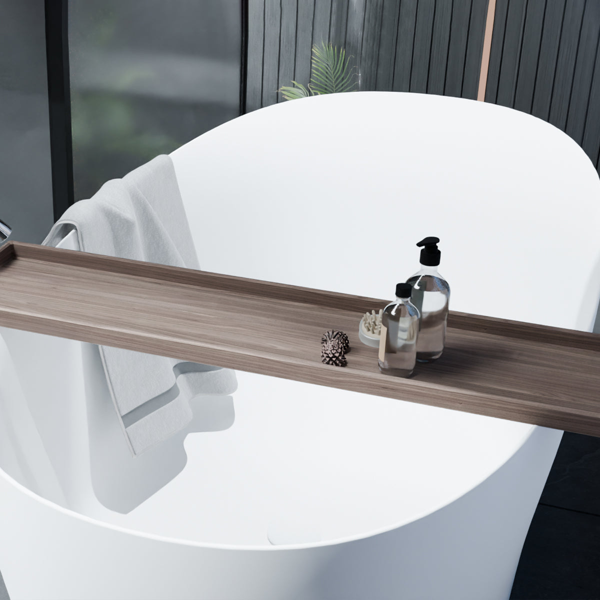 RAINLEX 63" Solid Surface Freestanding Soaking Bathtub (S17)