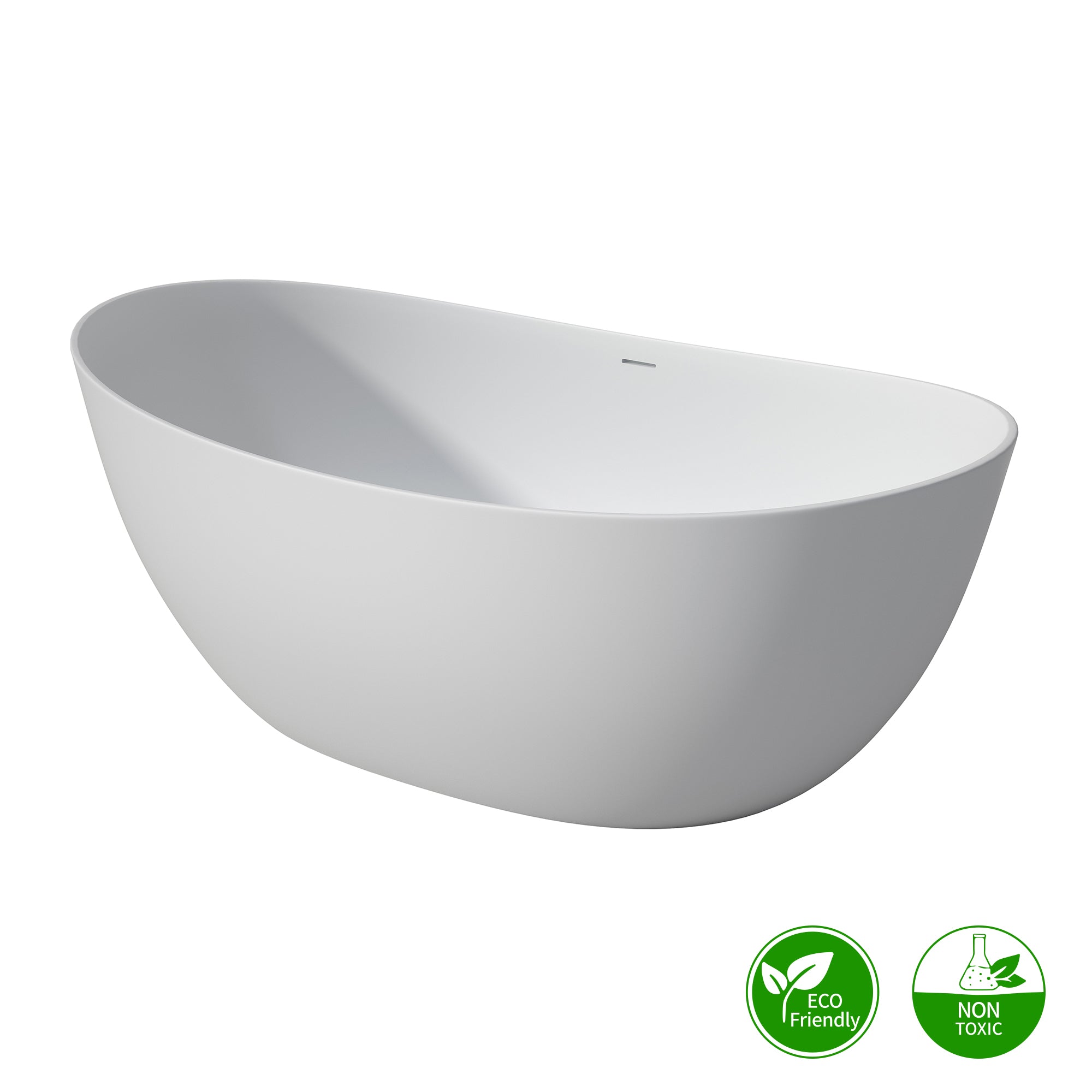 65" Stone Resin Freestanding Soaking Bathtub