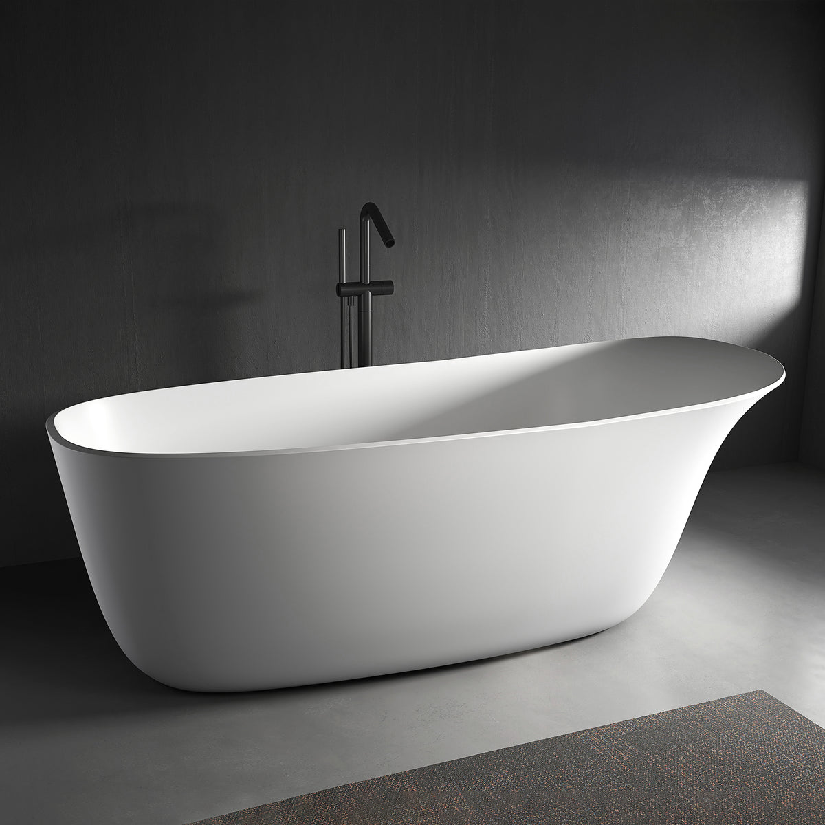 RAINLEX 63" Solid Surface Freestanding Soaking Bathtub (S19)