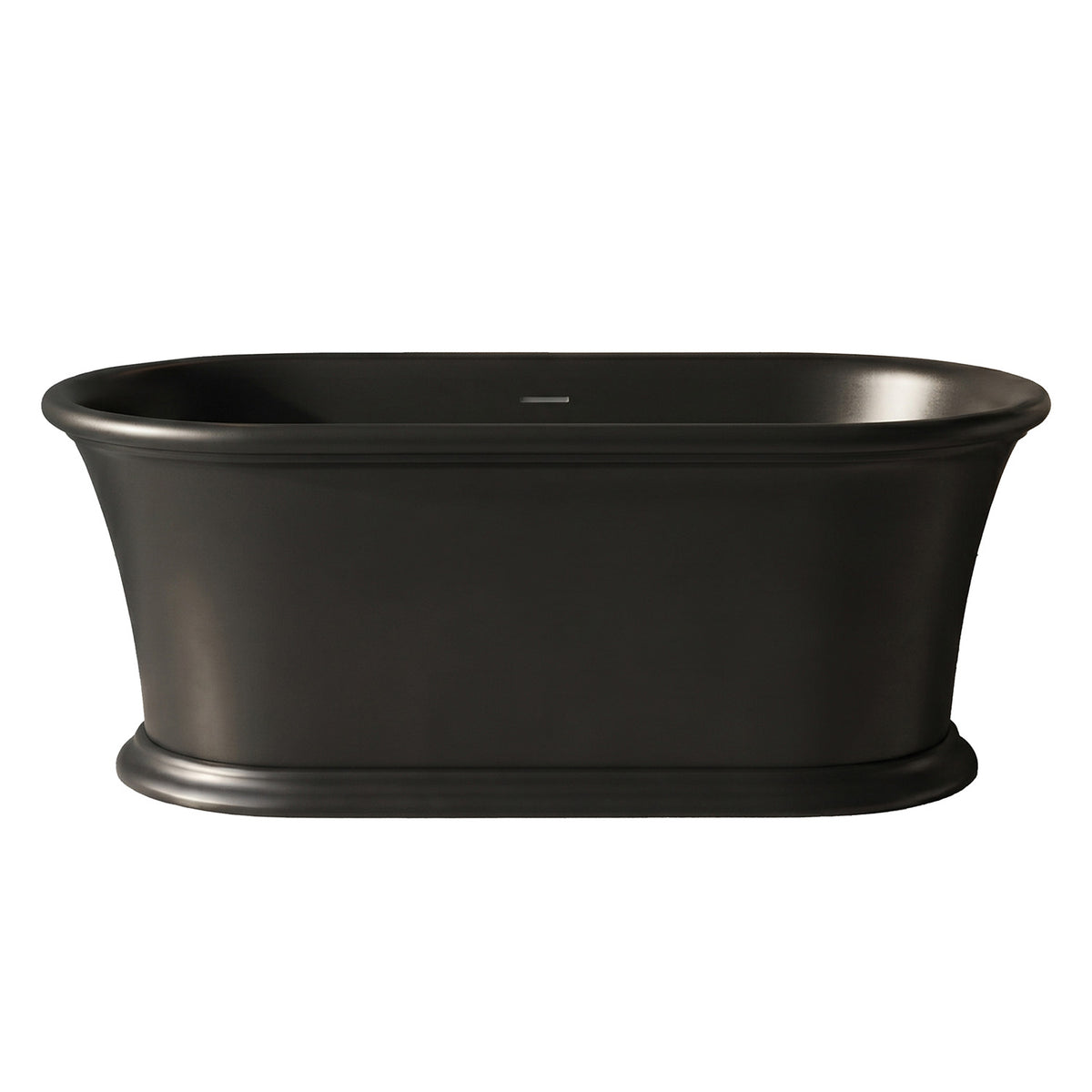 61 in. Matte Black Solid Surface Freestanding Soaking Bathtub