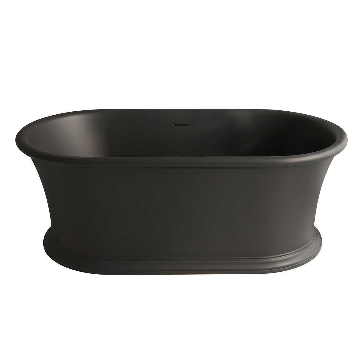 61 in. Matte Black Solid Surface Freestanding Soaking Bathtub