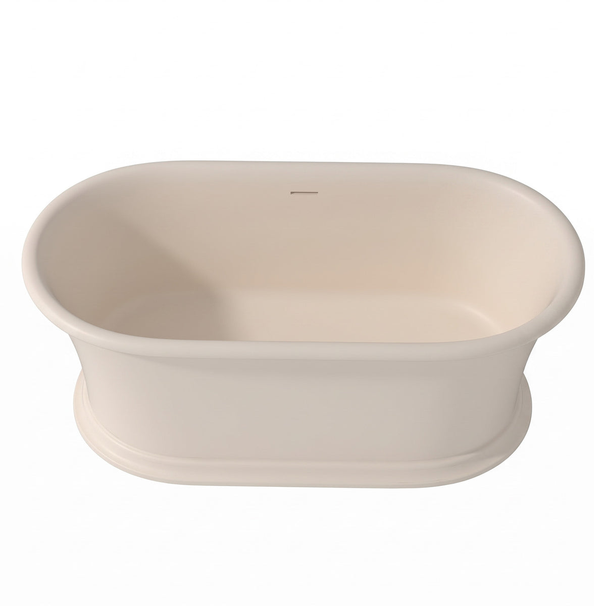 61 in. Matte Cream Solid Surface Freestanding Soaking Bathtub