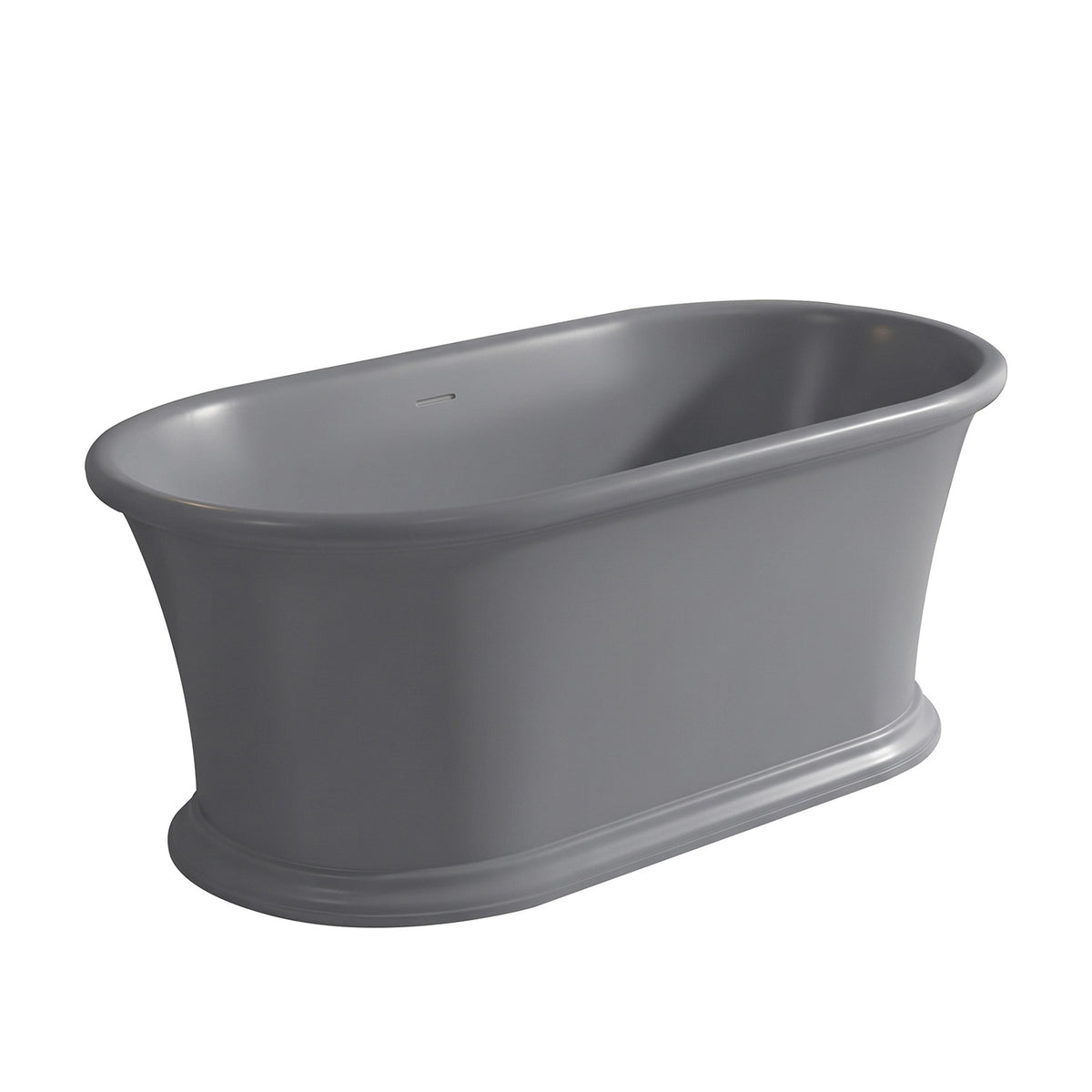 61 in. Matte Grey Solid Surface Freestanding Soaking Bathtub