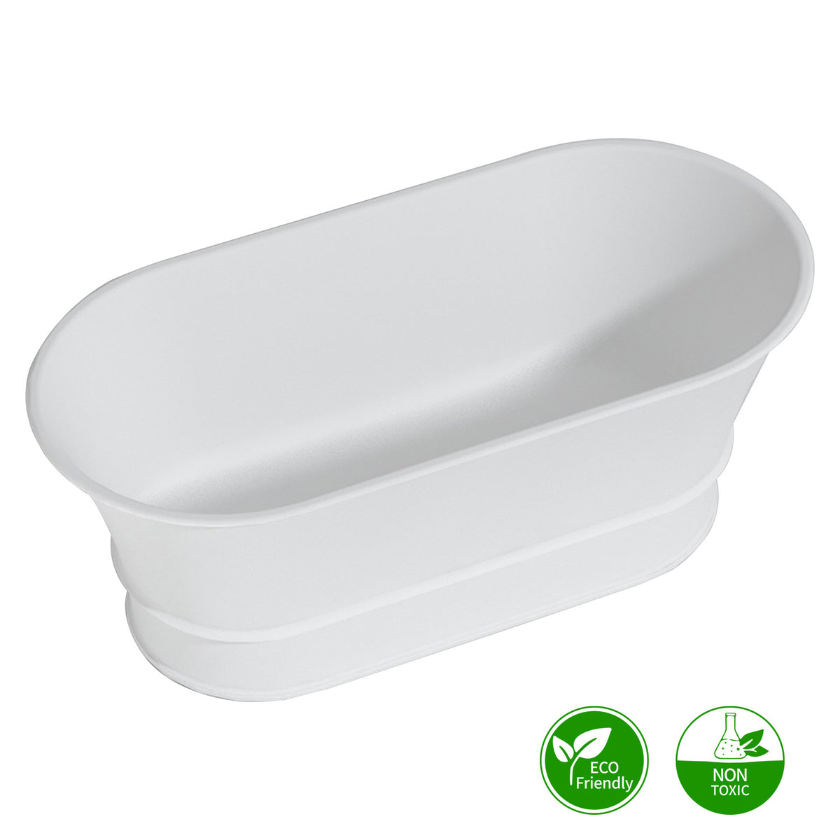 67 in. Freestanding Solid Surface Soaking Bathtub, Matte White