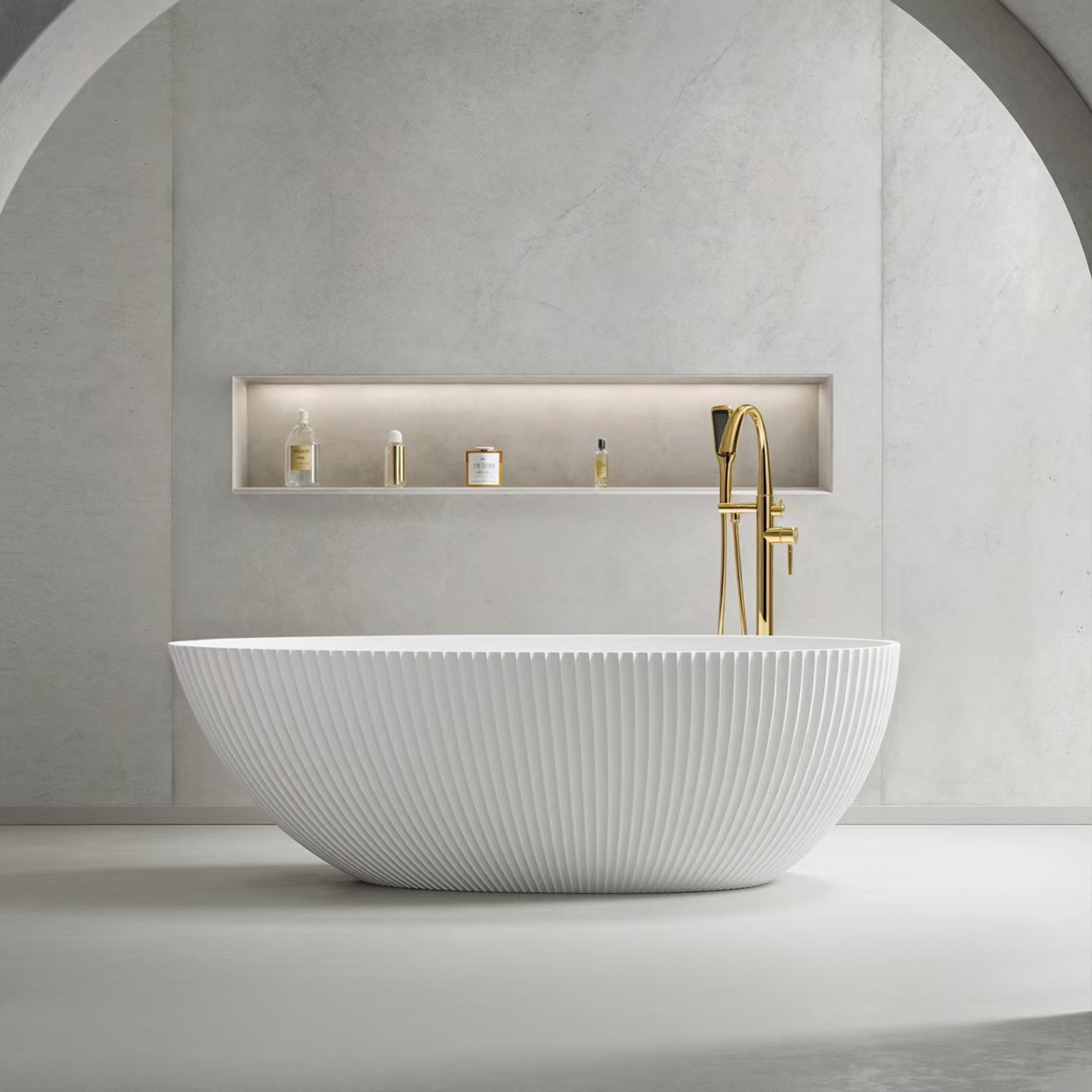 67" Solid Surface Freestanding Soaking Bathtub (S23)