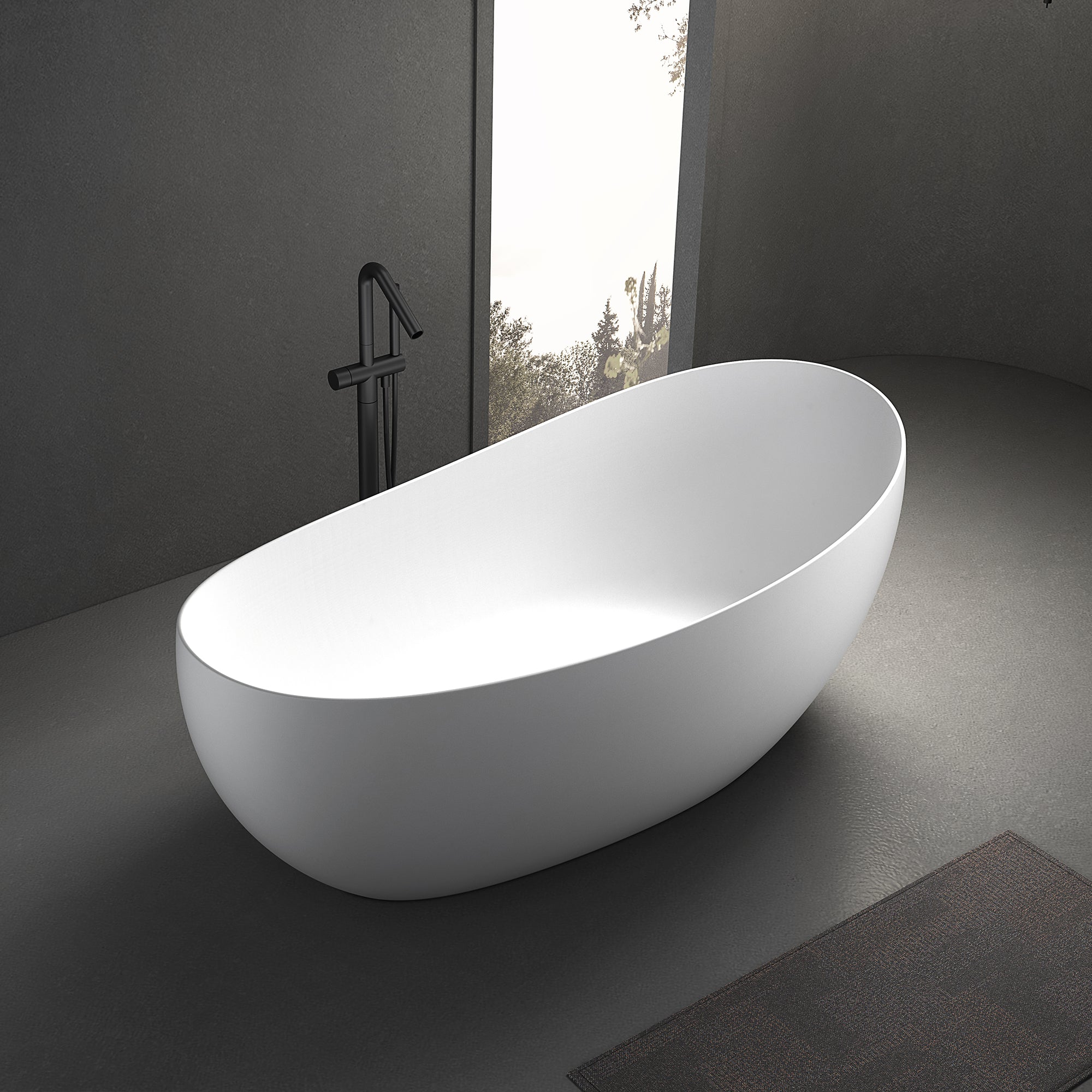 63" Solid Surface Freestanding Soaking Bathtub (S26)