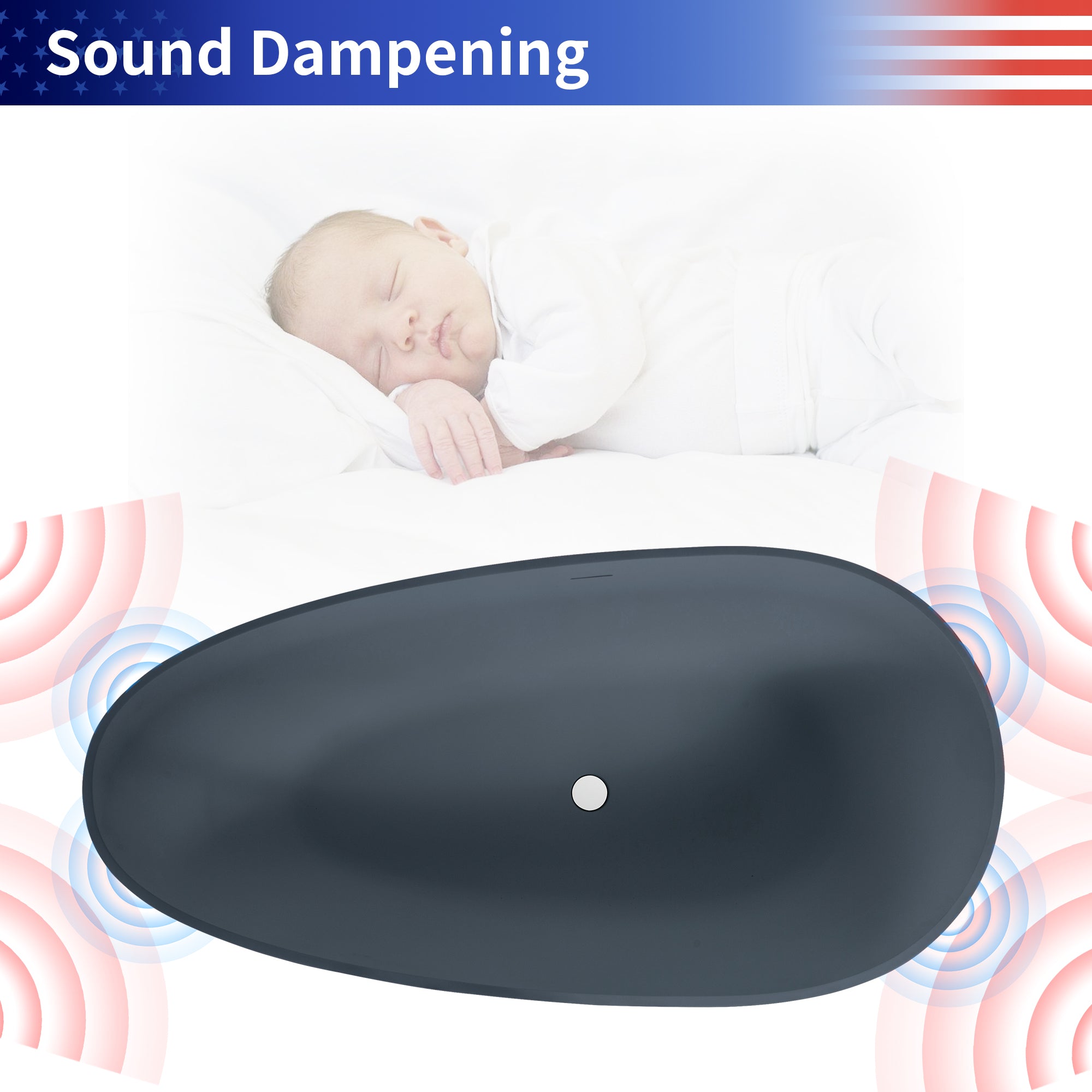 Rainlex 67" Egg-Shaped Cement-Textured Stone Resin Freestanding Bathtub