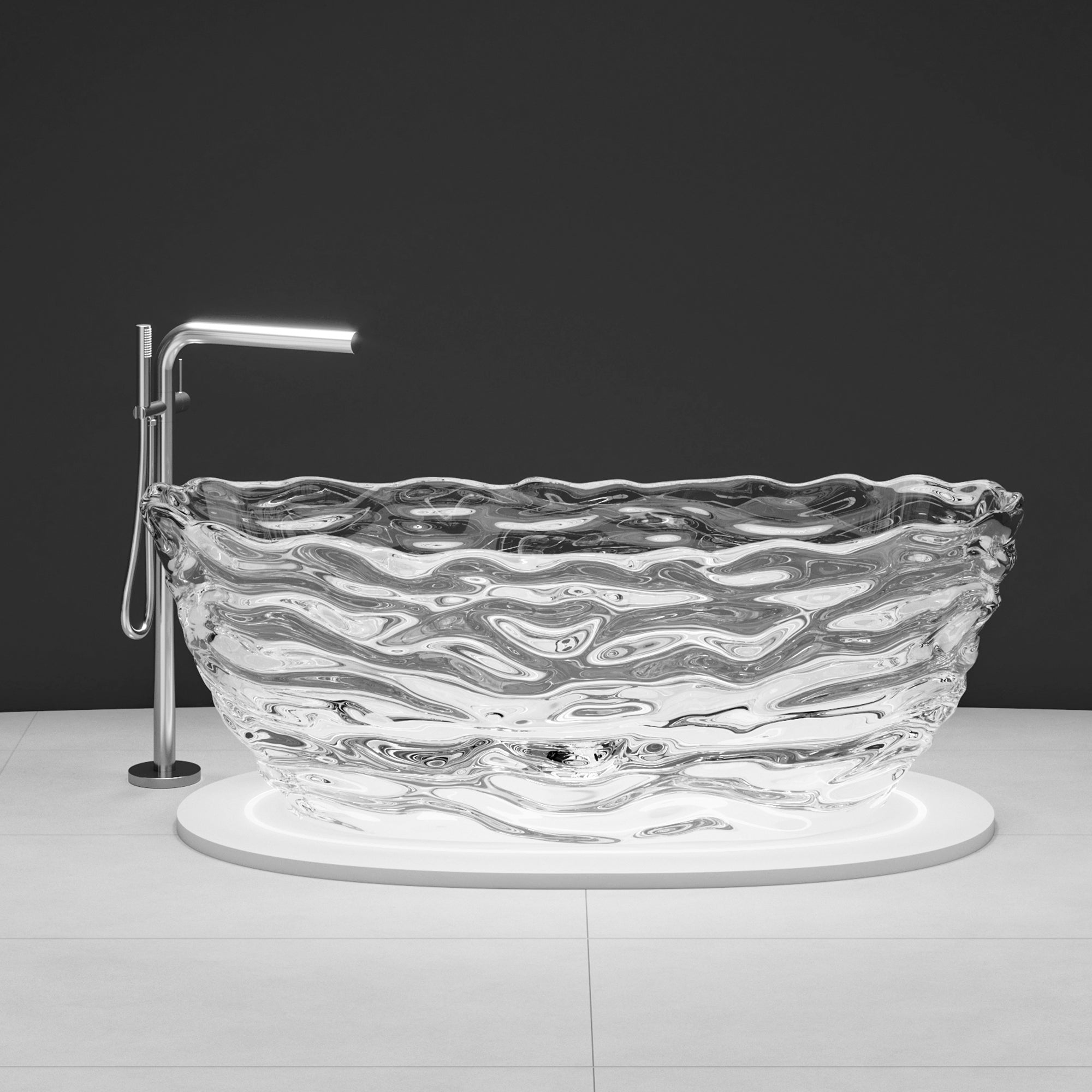 Rainlex 69" Transparent Stone Resin Freestanding Soaking Bathtub