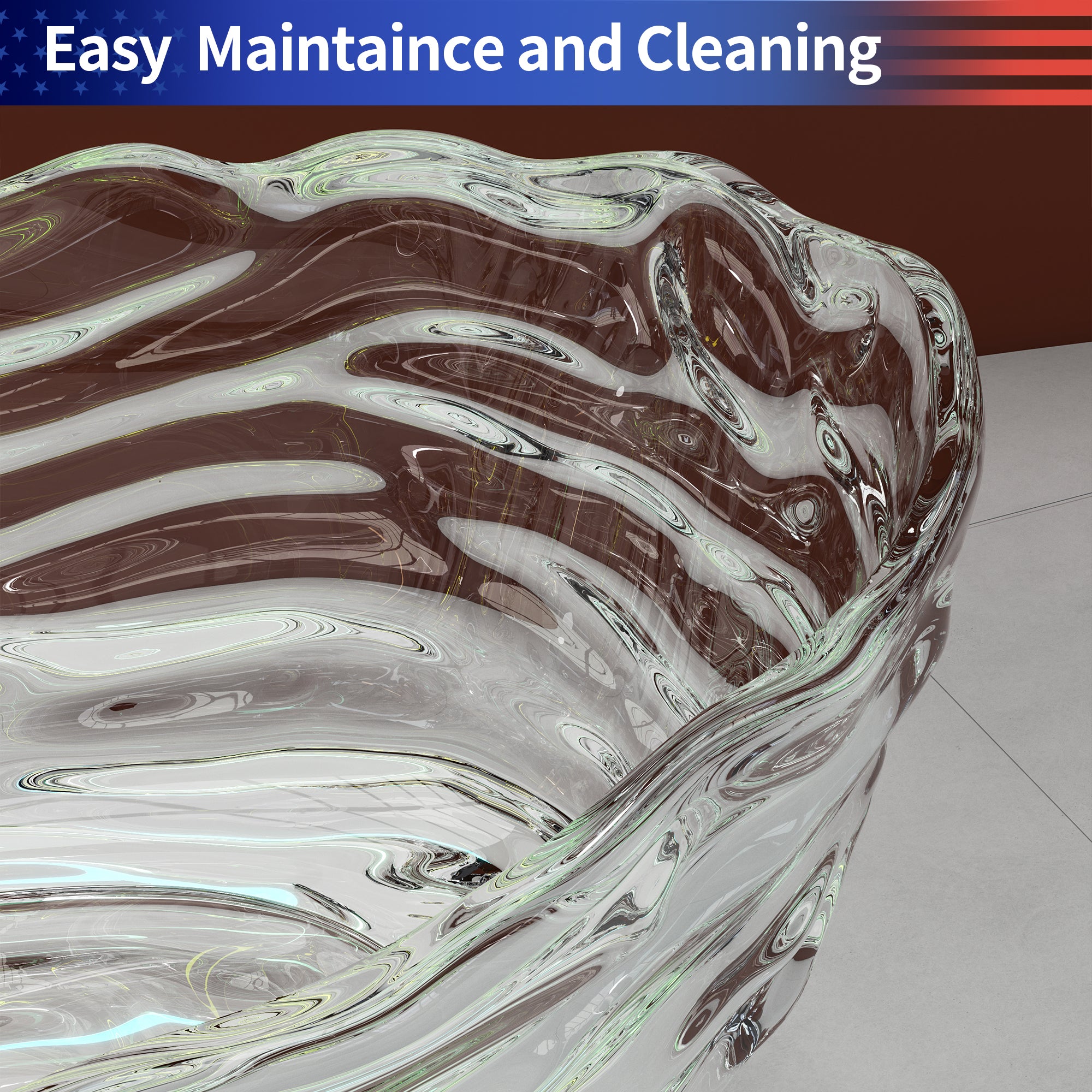 Rainlex 69" Transparent Stone Resin Freestanding Soaking Bathtub