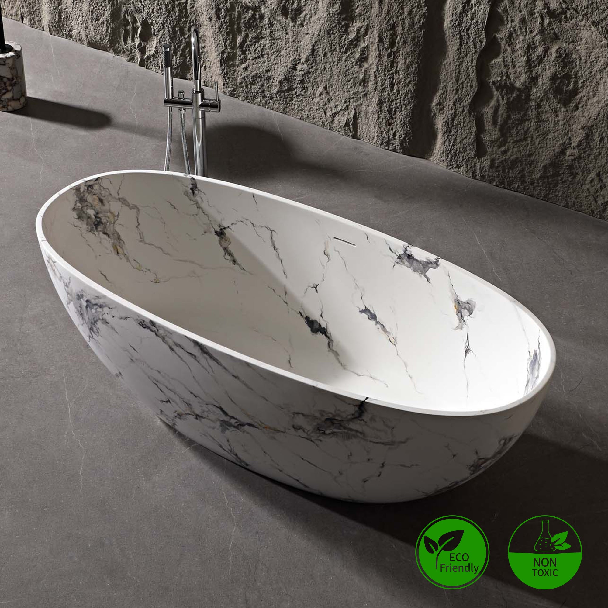 Rainlex 65" Eco-Friendly Stone Resin Freestanding Bathtub
