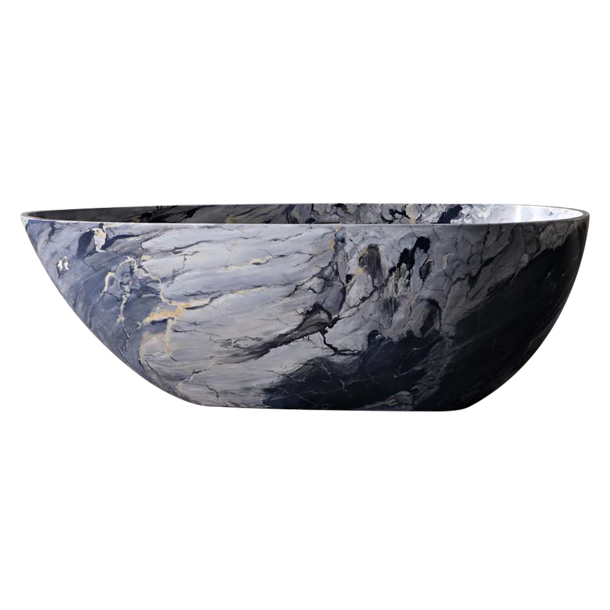 RAINLEX 59 in. Freestanding Solid Surface Bathtub, Tie-Dye Marble Finish