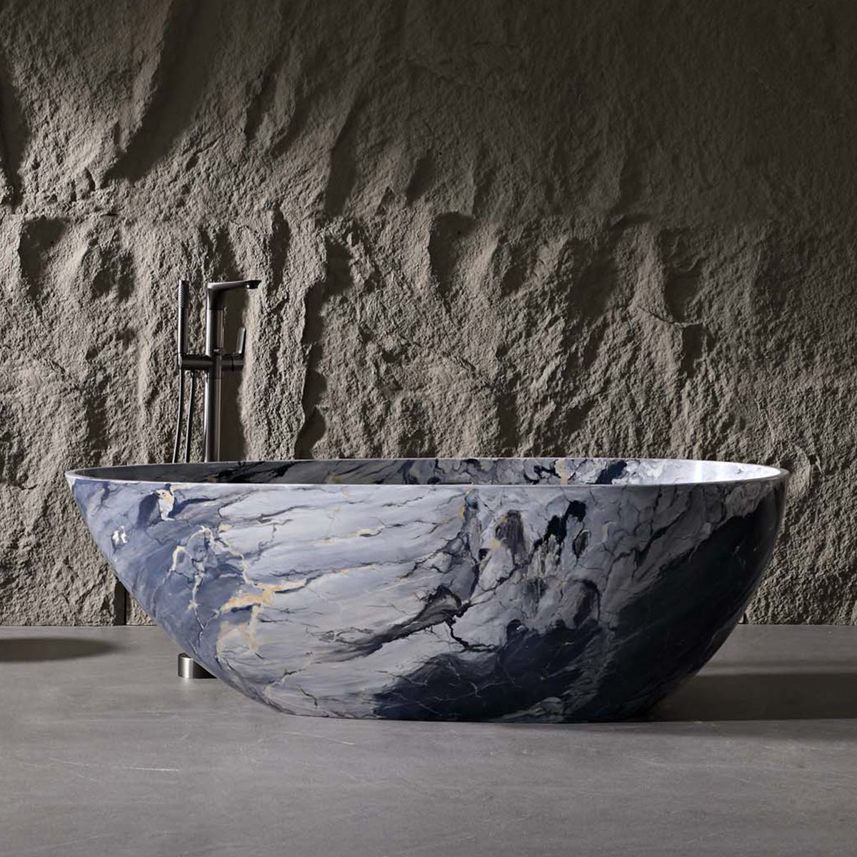 Rainlex 59" Tie-Dye Marble Solid Surface Freestanding Bathtub