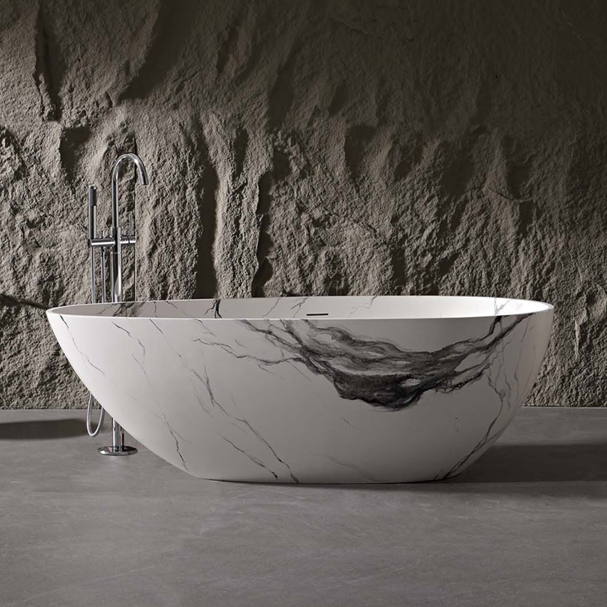 Rainlex 59" Tie-Dye Marble Stone Resin Freestanding Bathtub