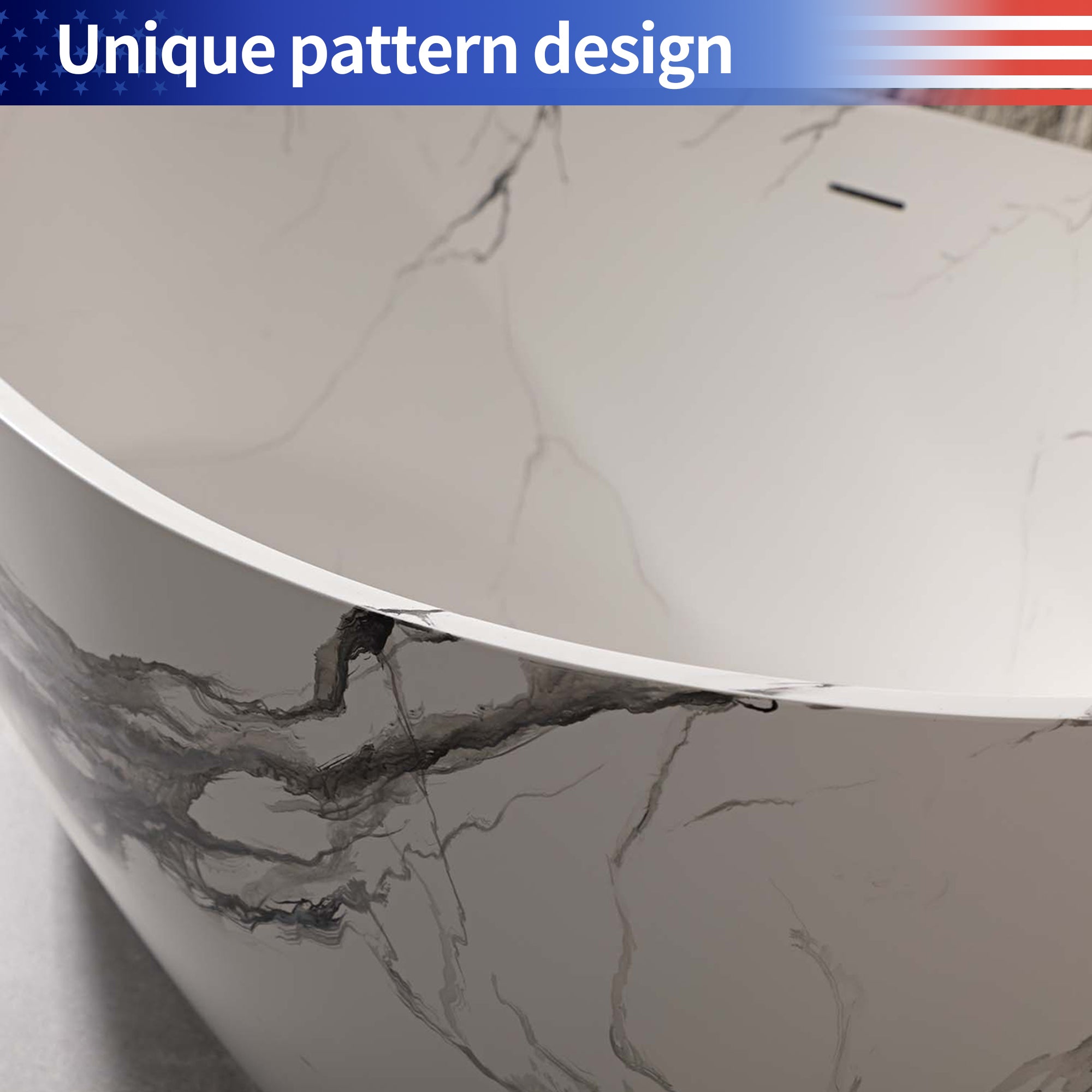 Rainlex 59" Tie-Dye Marble Stone Resin Freestanding Bathtub