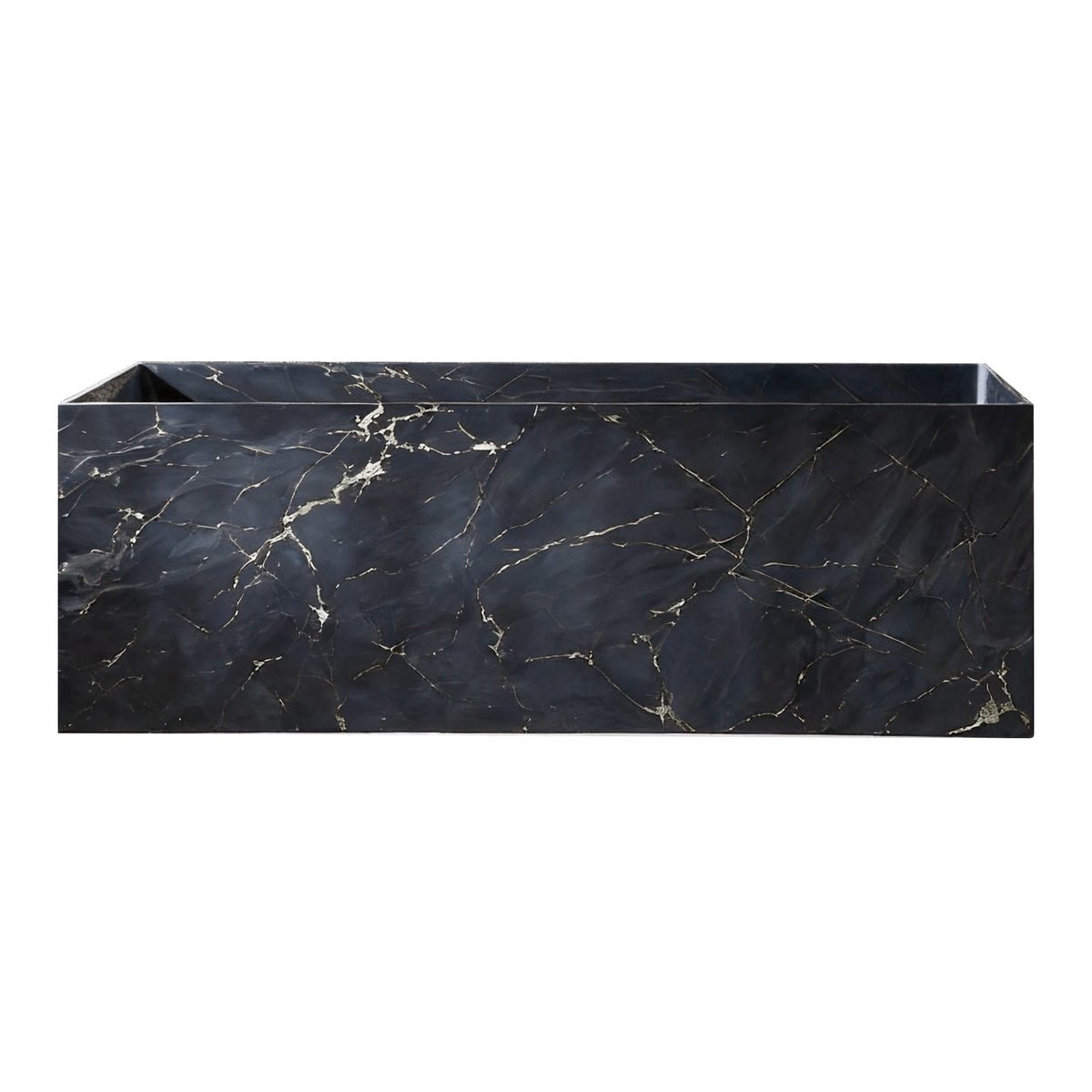 RAINLEX 67 in. Freestanding Solid Surface Bathtub, Ink-Wash Marble Finish