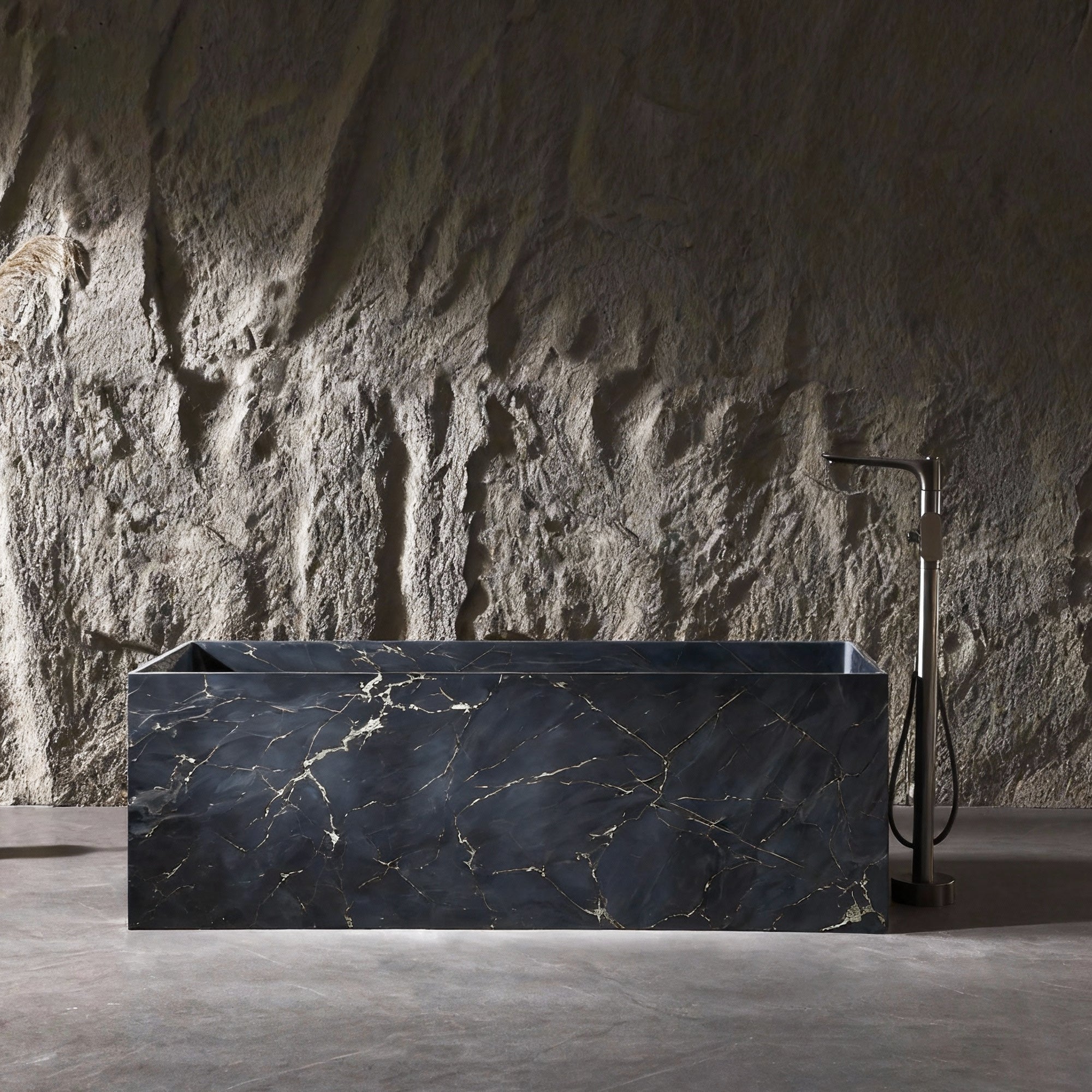 Rainlex 67" Ink-Wash Marble Solid Surface Freestanding Bathtub