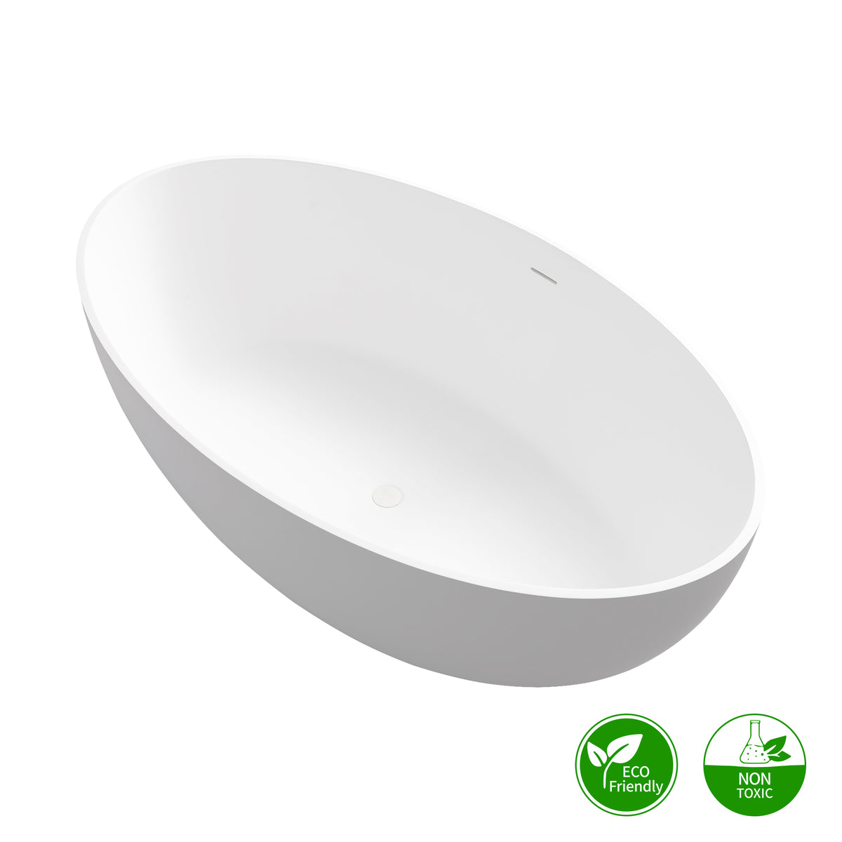 RAINLEX 67 in. Freestanding Stone Resin Soaking Bathtub