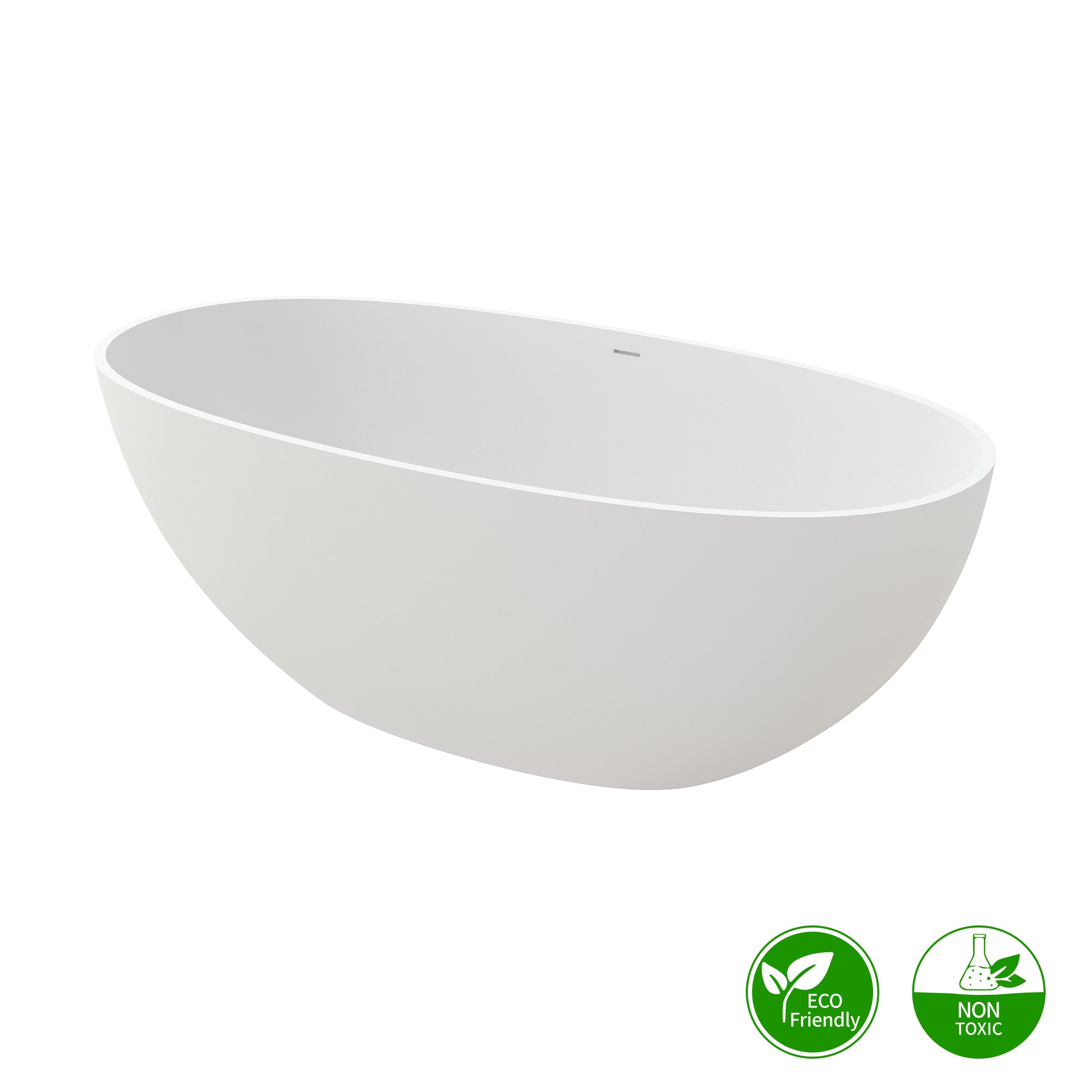 55" Stone Resin Freestanding Soaking Bathtub