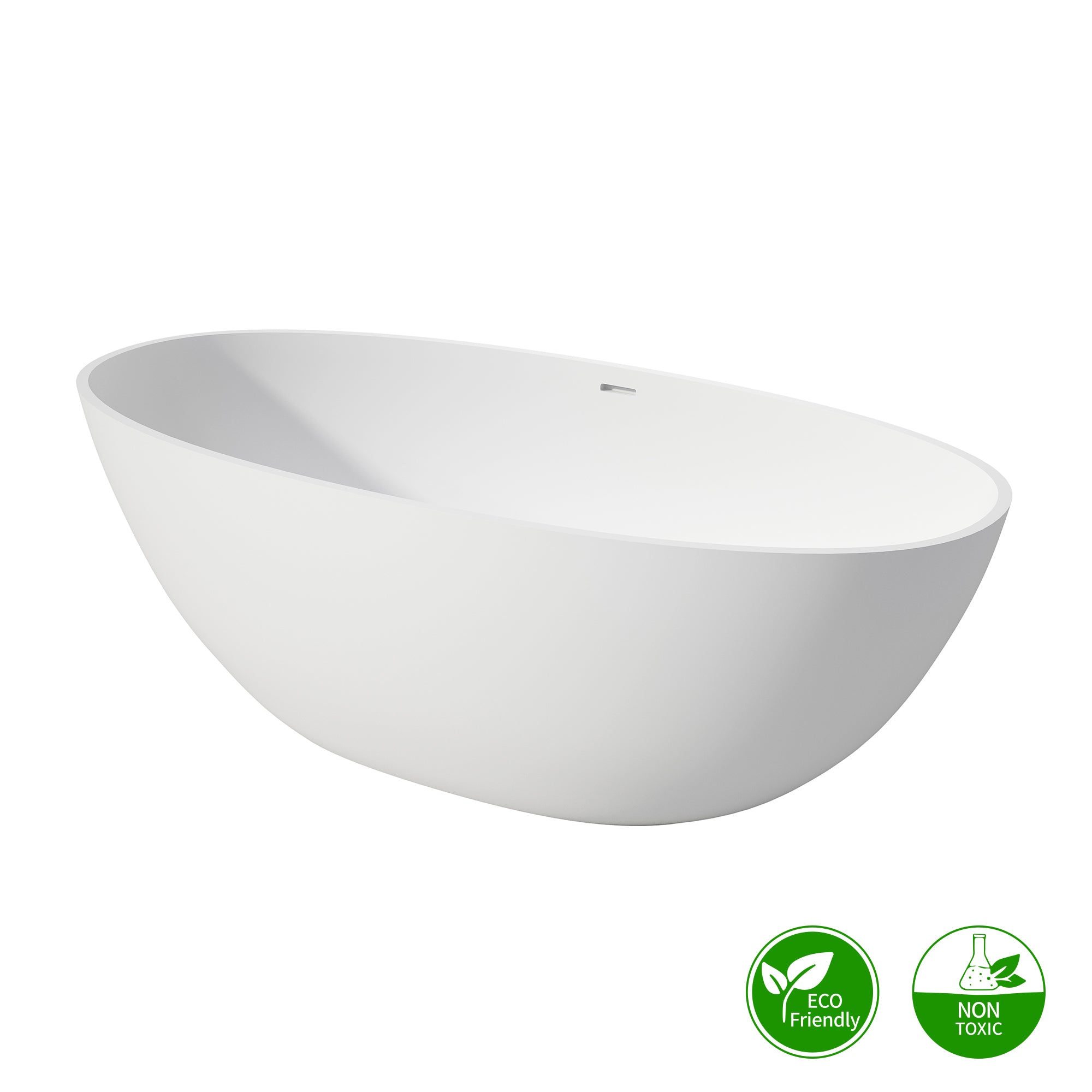 55" Stone Resin Freestanding Soaking Bathtub