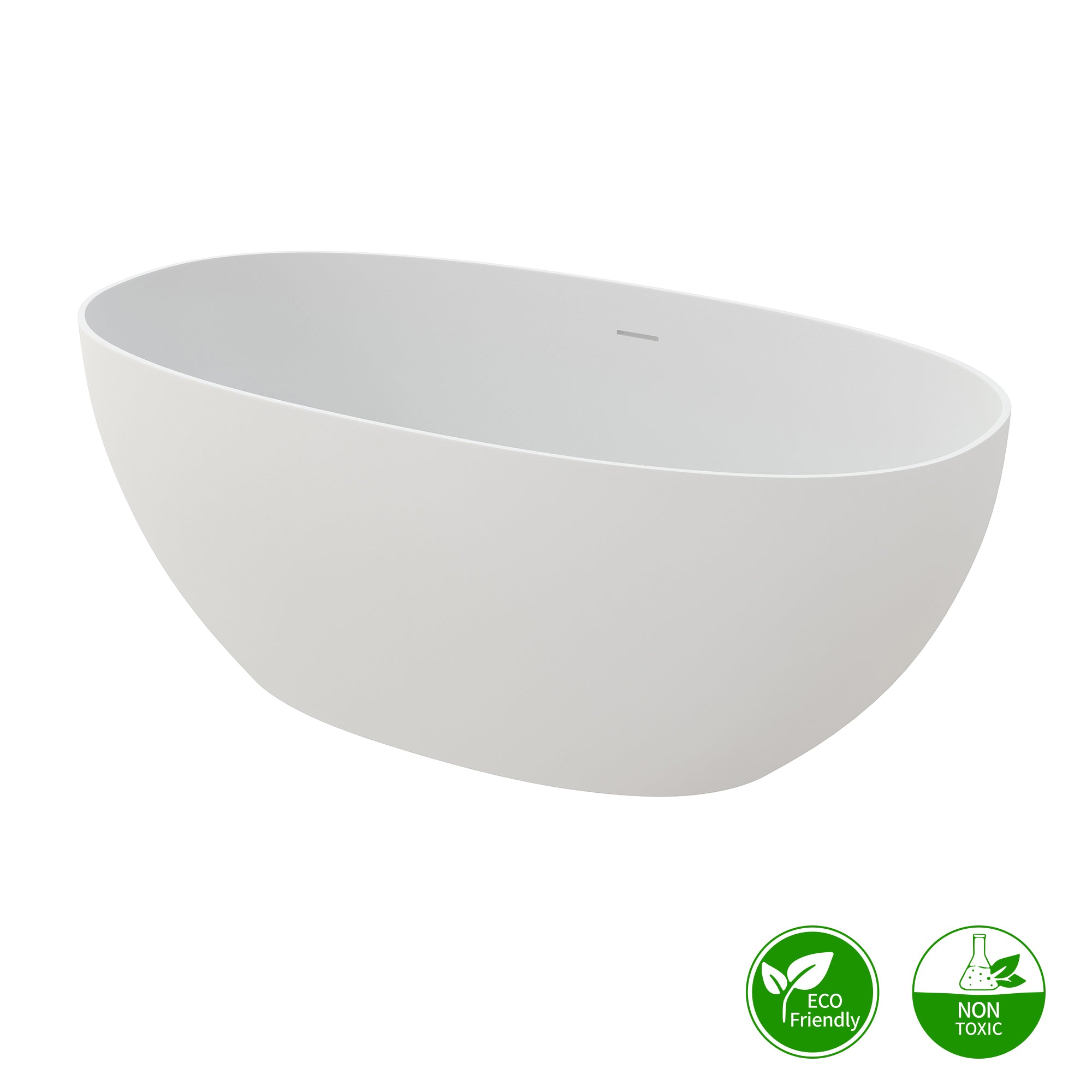 59" Stone Resin Freestanding Soaking Bathtub