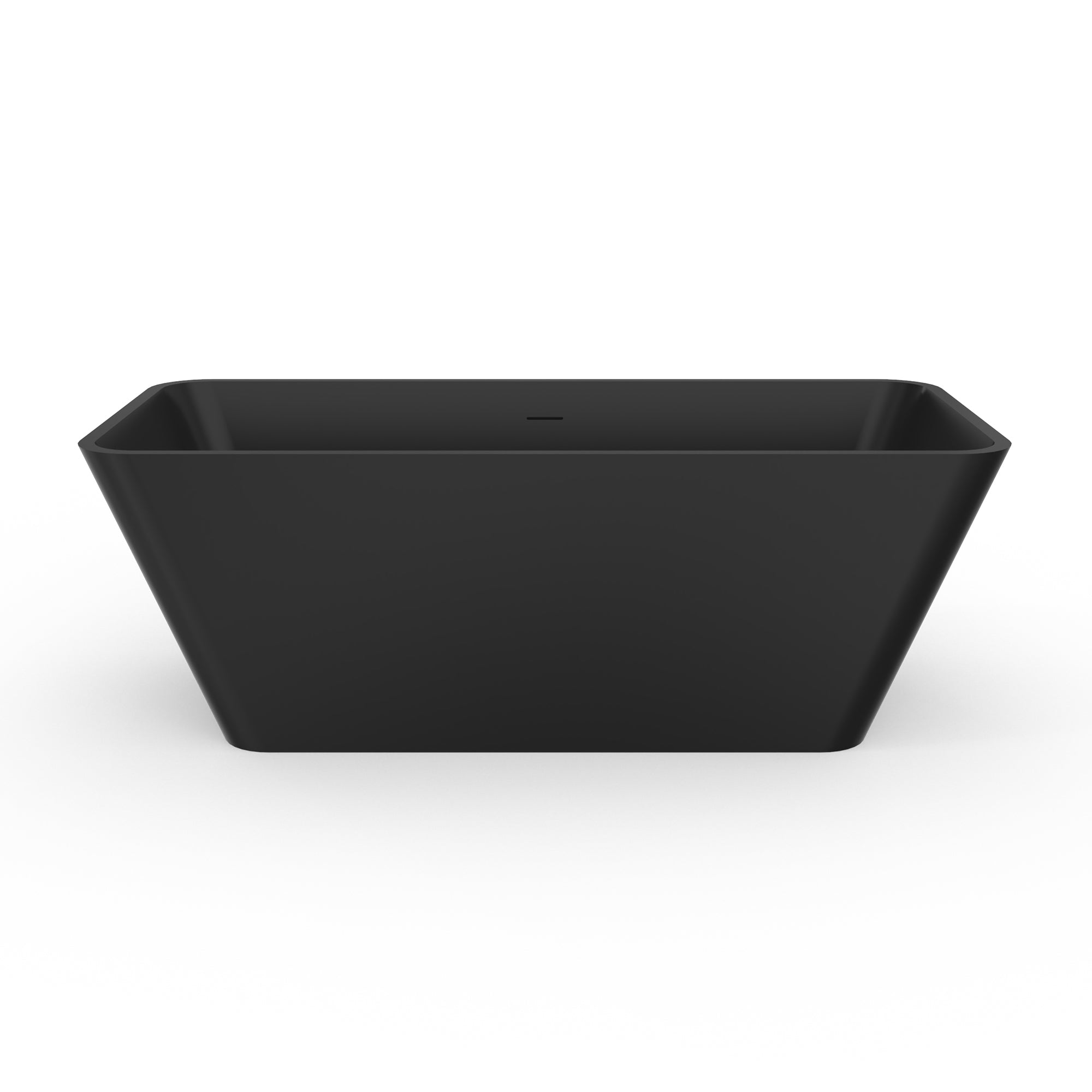 67" Matte Black Solid Surface Freestanding Soaking Bathtub