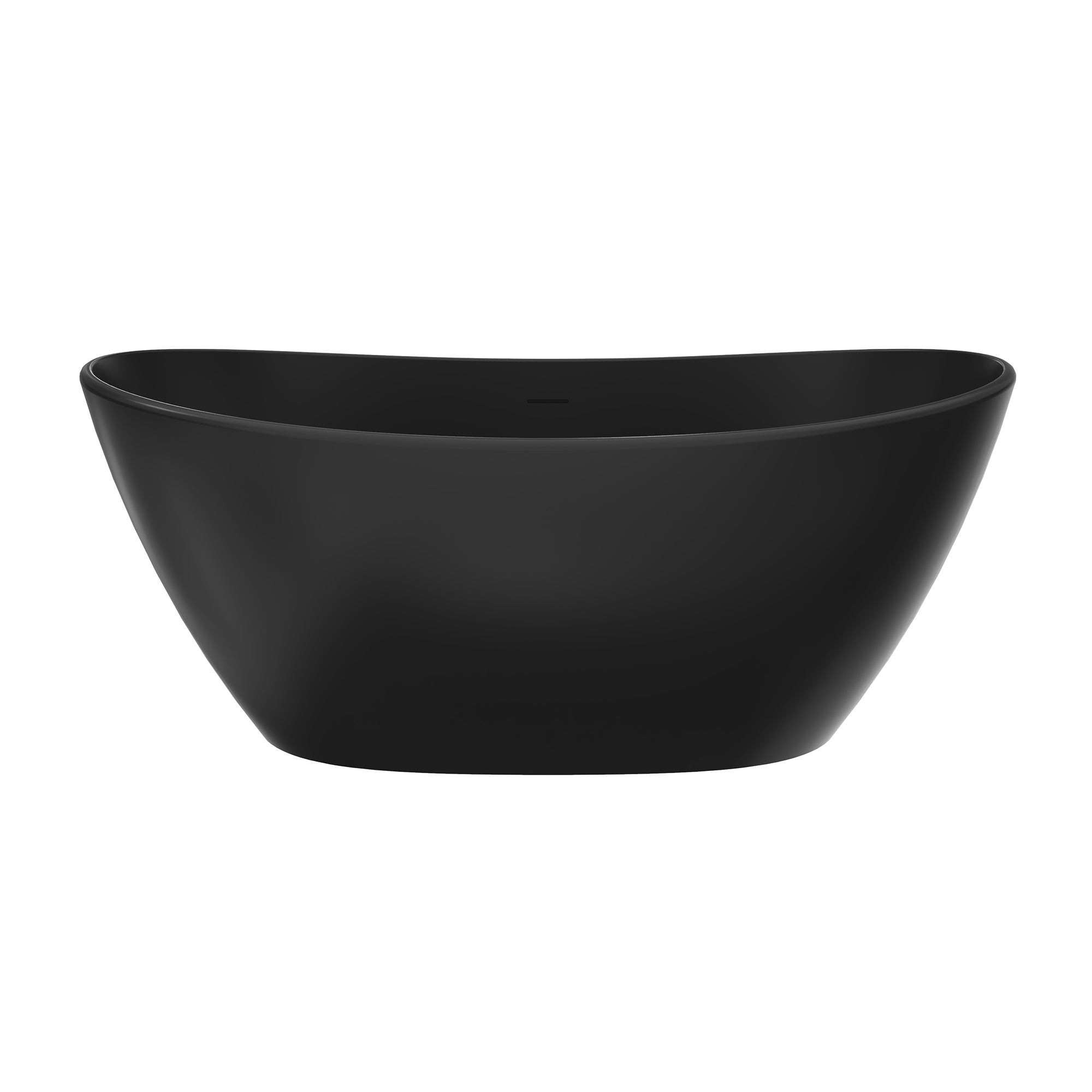 61 in. Oval Solid Surface Freestanding Soaking Bathtub, Stone Resin Deep Soaking Tub with Center Drain