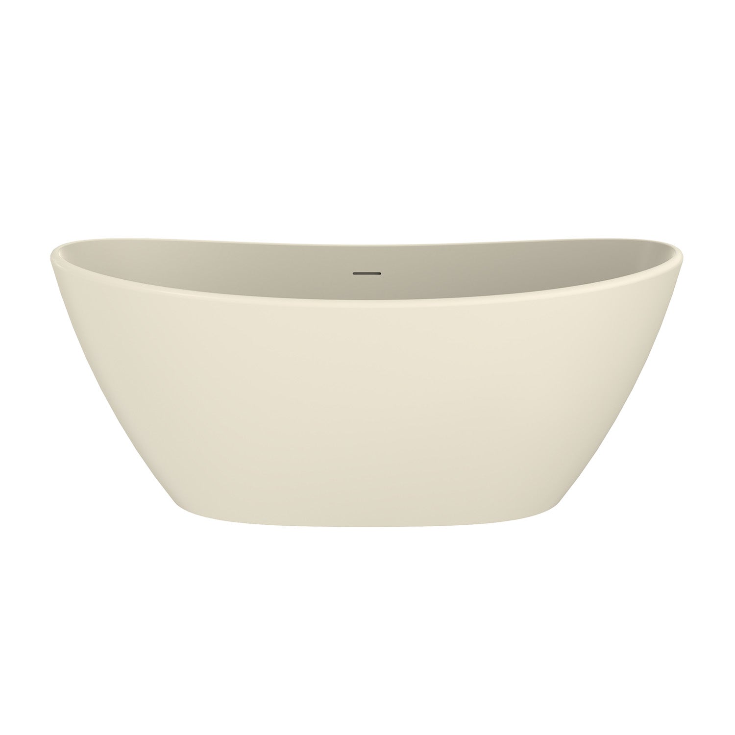 61 in. Oval Solid Surface Freestanding Soaking Bathtub, Stone Resin Deep Soaking Tub with Center Drain